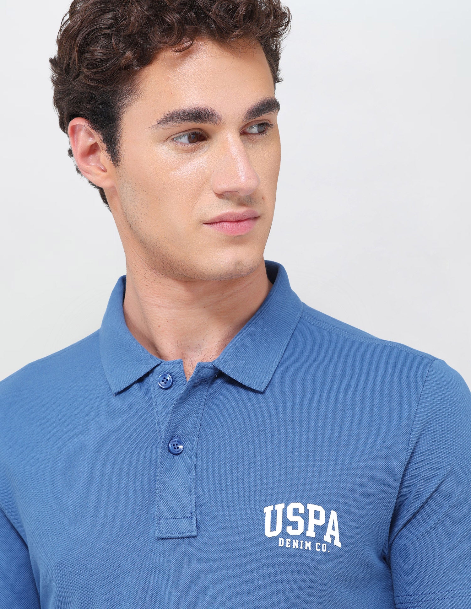 Solid Slim Fit Polo Shirt Blue - U.S. Polo Assn. India | Large