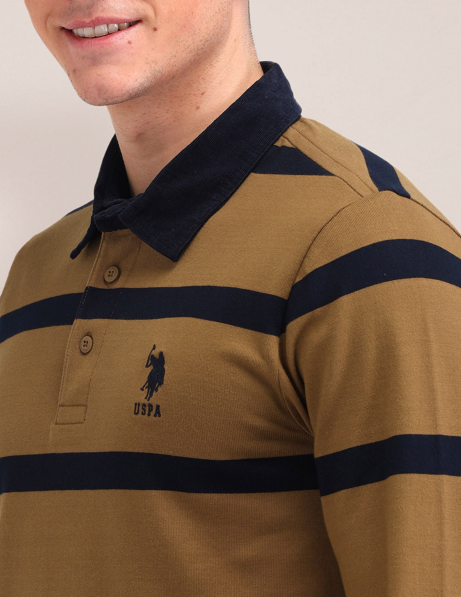 Horizontal Striped Slim Fit Polo Shirt Mustard - U.S. POLO ASSN. | Large