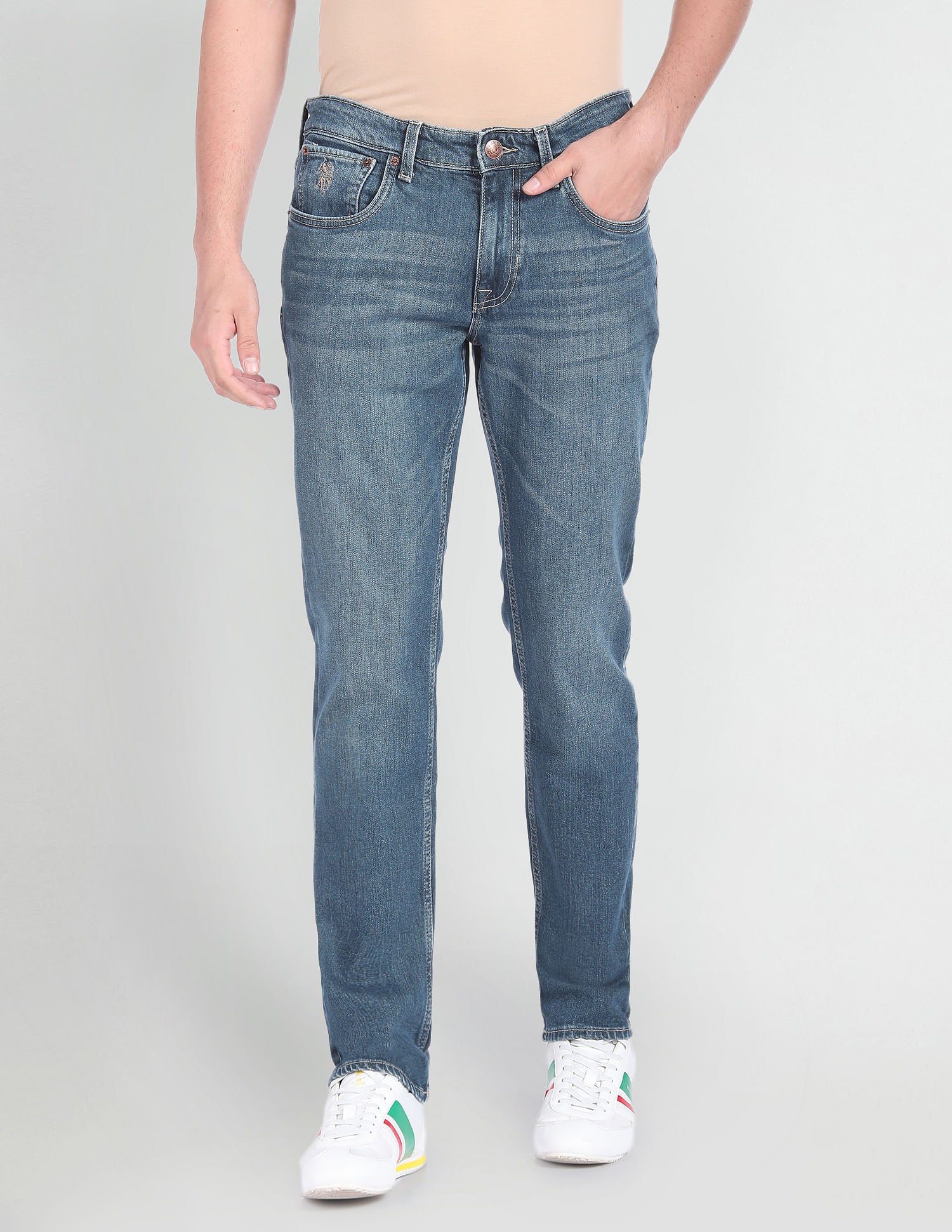 Brandon Slim Tapered Fit Blue Jeans Blue - U.S. POLO ASSN. | Large