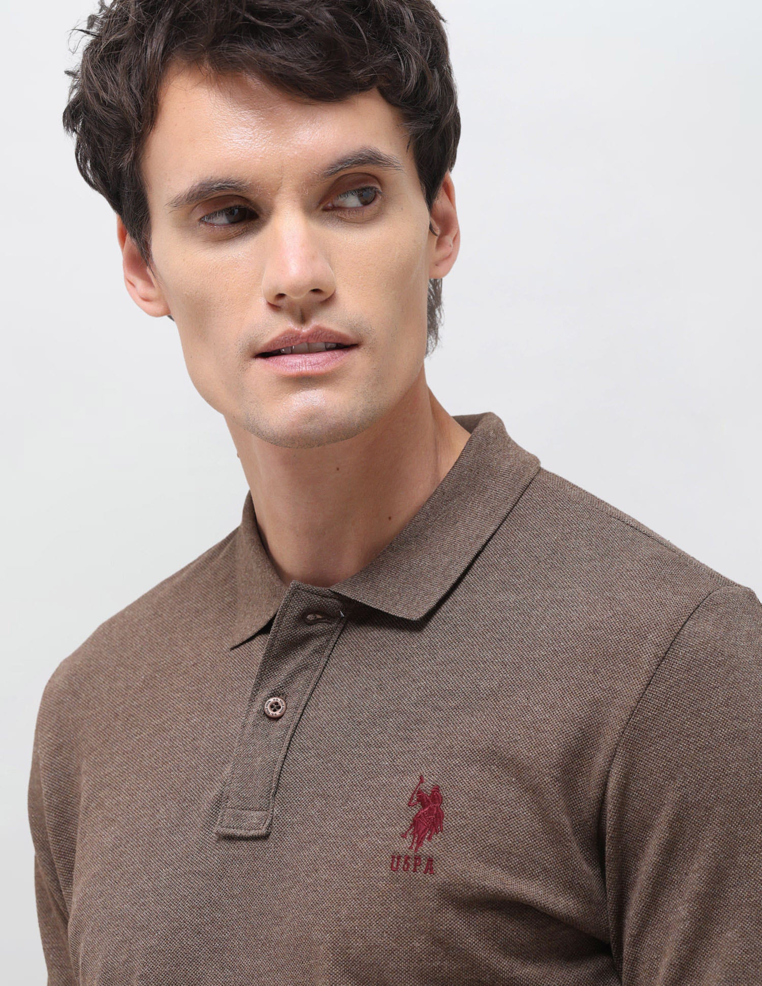 Solid Slim Fit Polo Shirt Brown - U.S. Polo Assn. India | Large