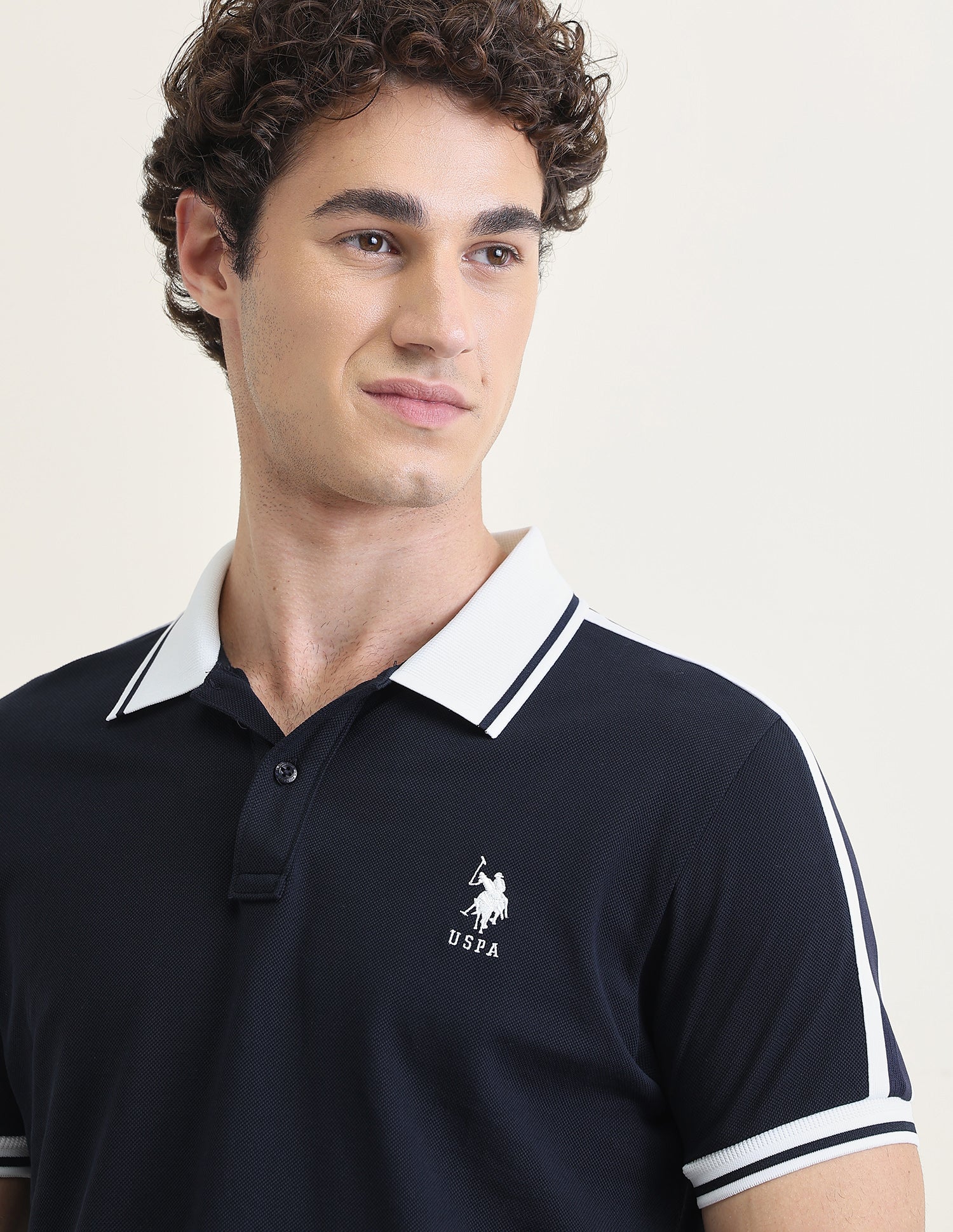 Solid Slim Fit Polo Shirt Navy - U.S. Polo Assn. India | Large