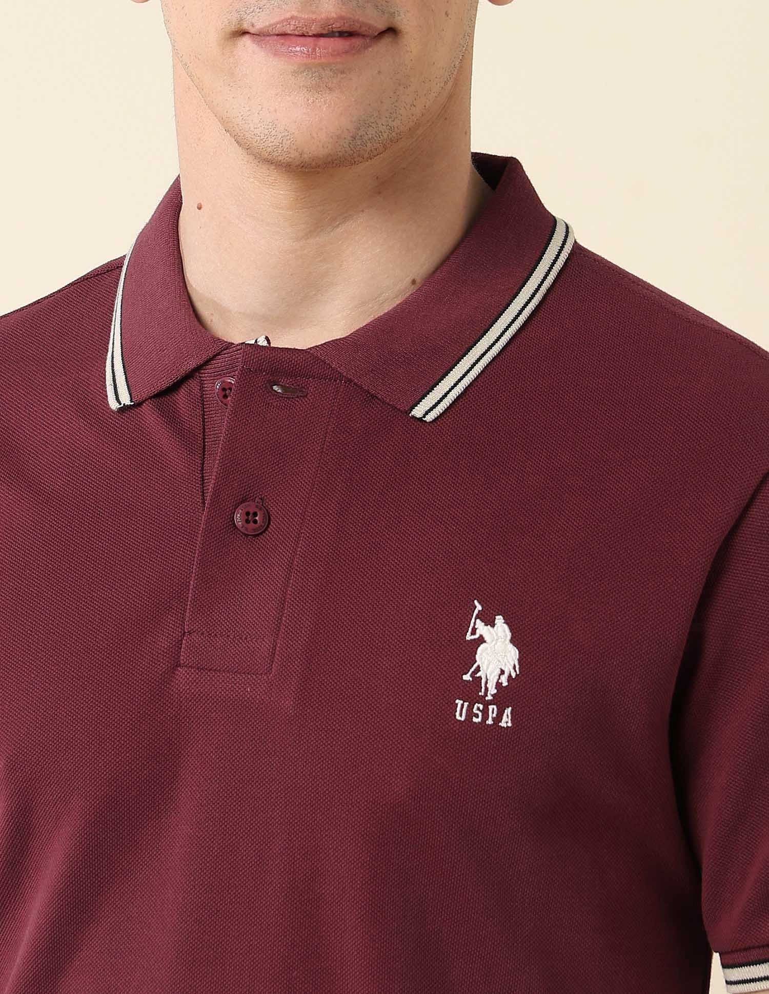 Solid Slim Fit Polo Shirt Wine - U.S. Polo Assn. India | Large