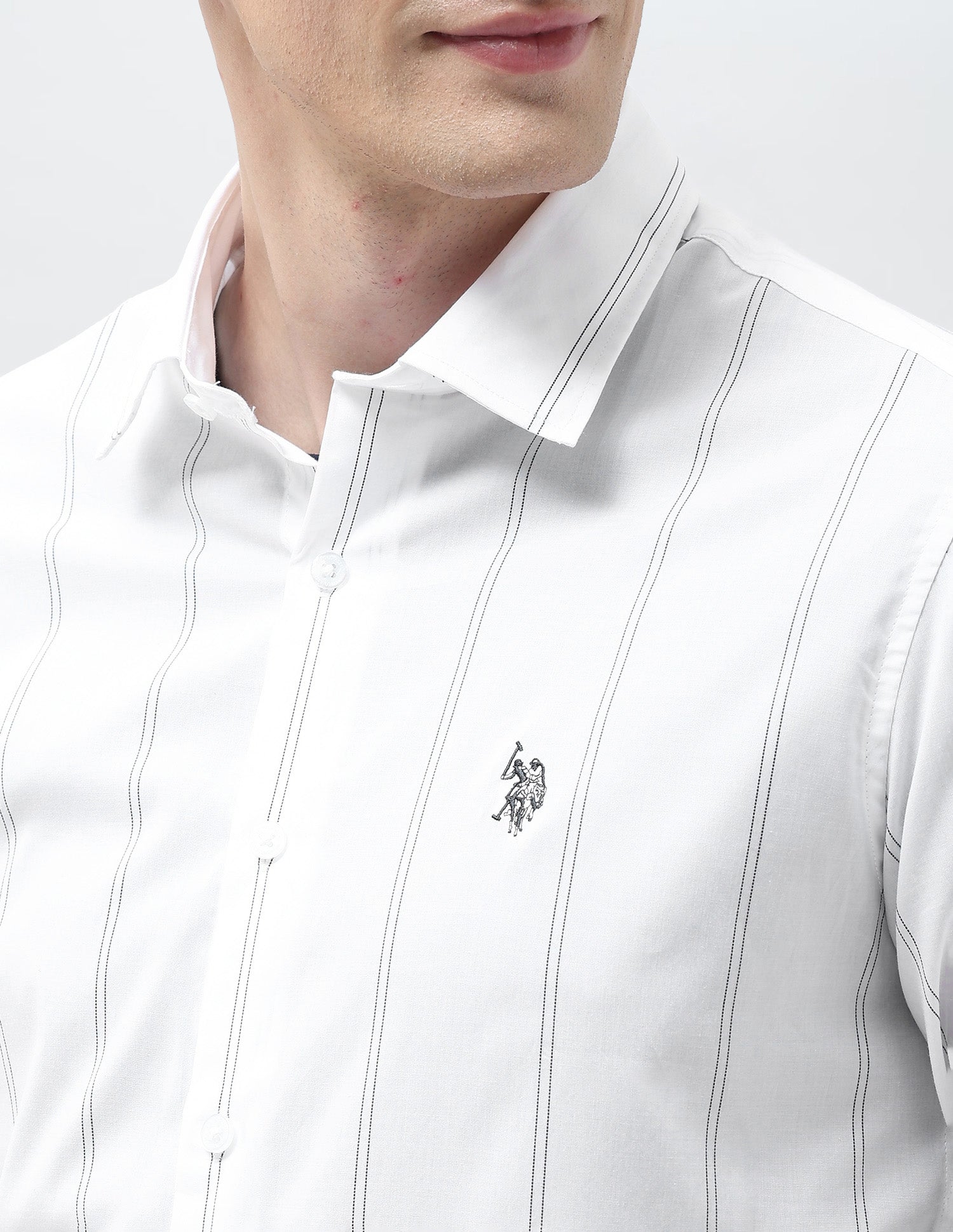 Vertical Striped Dobby Shirt White - U.S. POLO ASSN. | Large