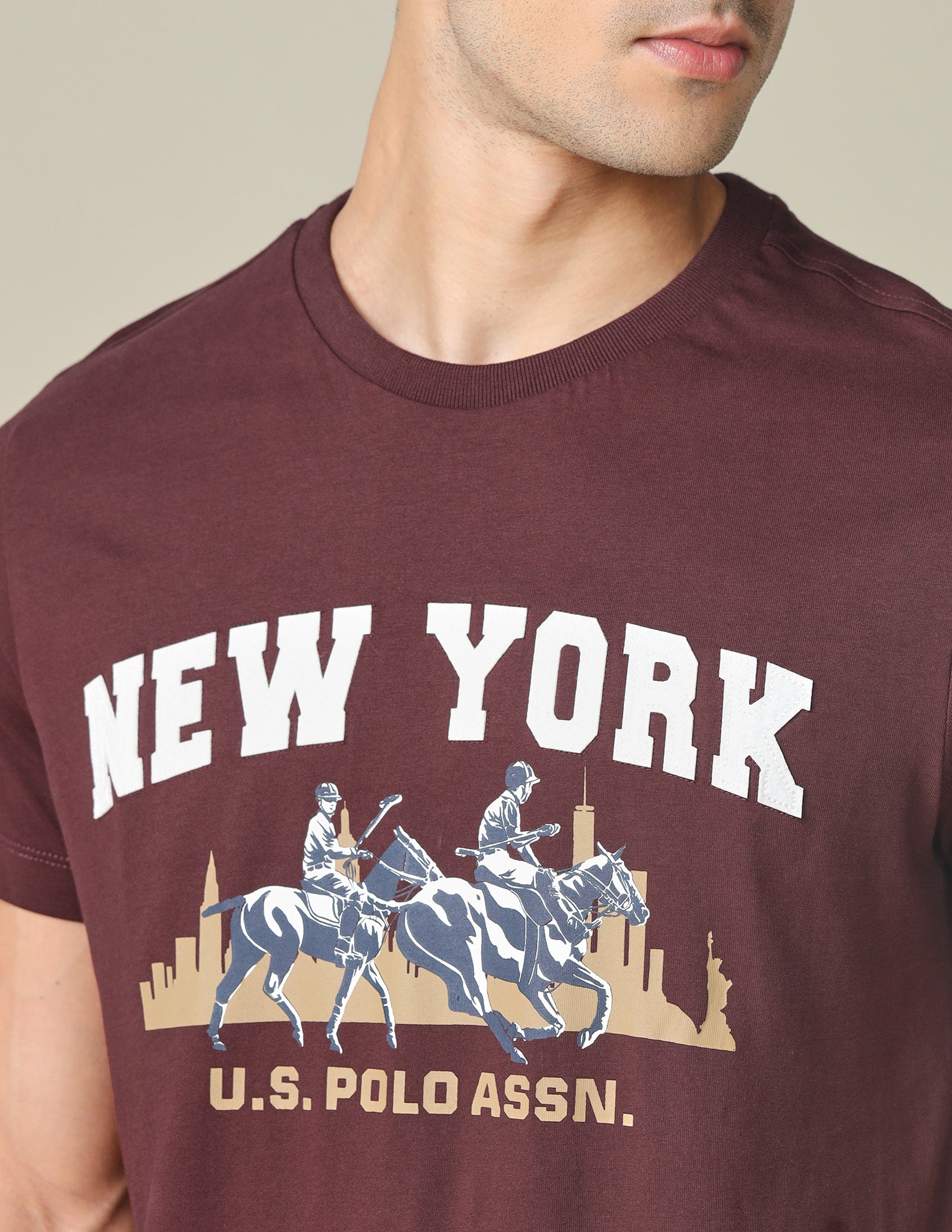 Pure Cotton Graphic Printed T- Shirt Maroon - U.S. POLO ASSN. | Large