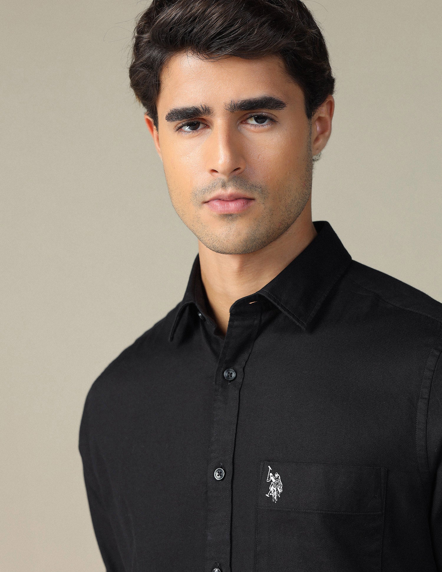 Pure Cotton Tailored Fit Shirt Black - U.S. POLO ASSN. | Large