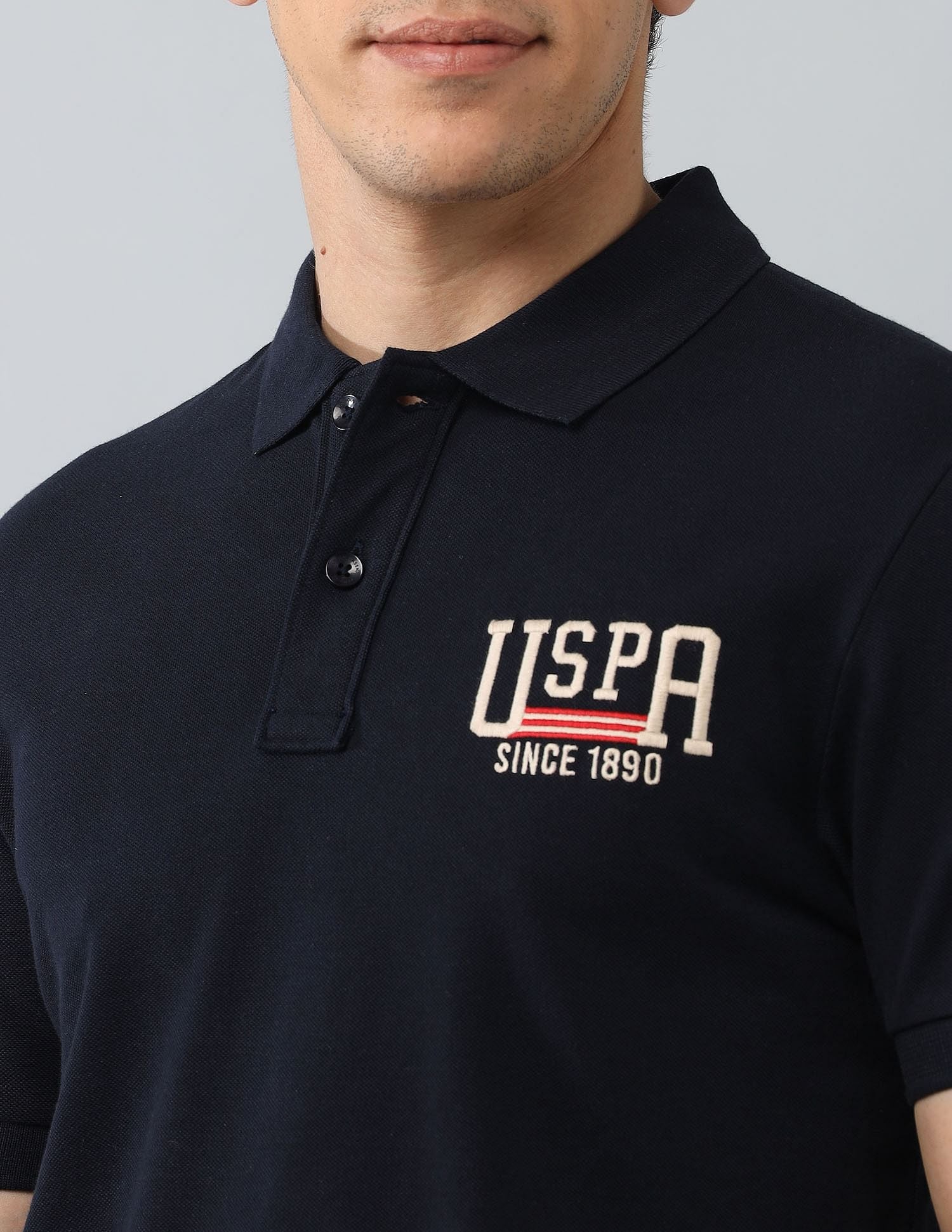 Muscle Fit Brand Printed Polo Shirt Navy - U.S. Polo Assn. India | Large