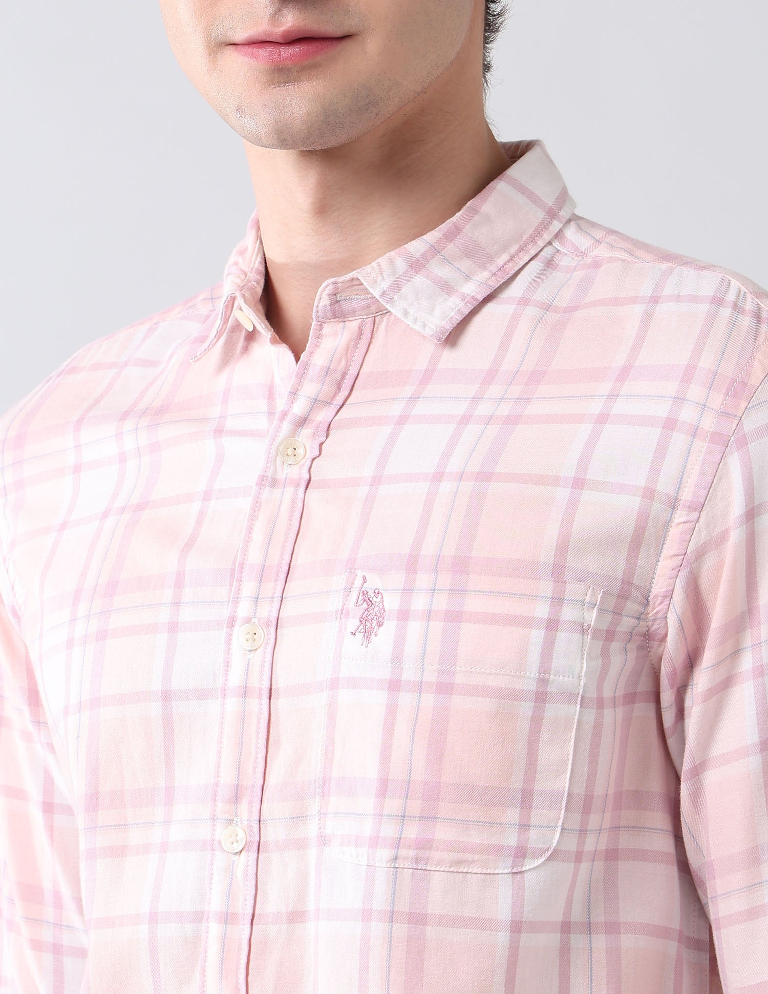 Plaid Checked Regular Fit Shirt Pink - U.S. Polo Assn. India | Large