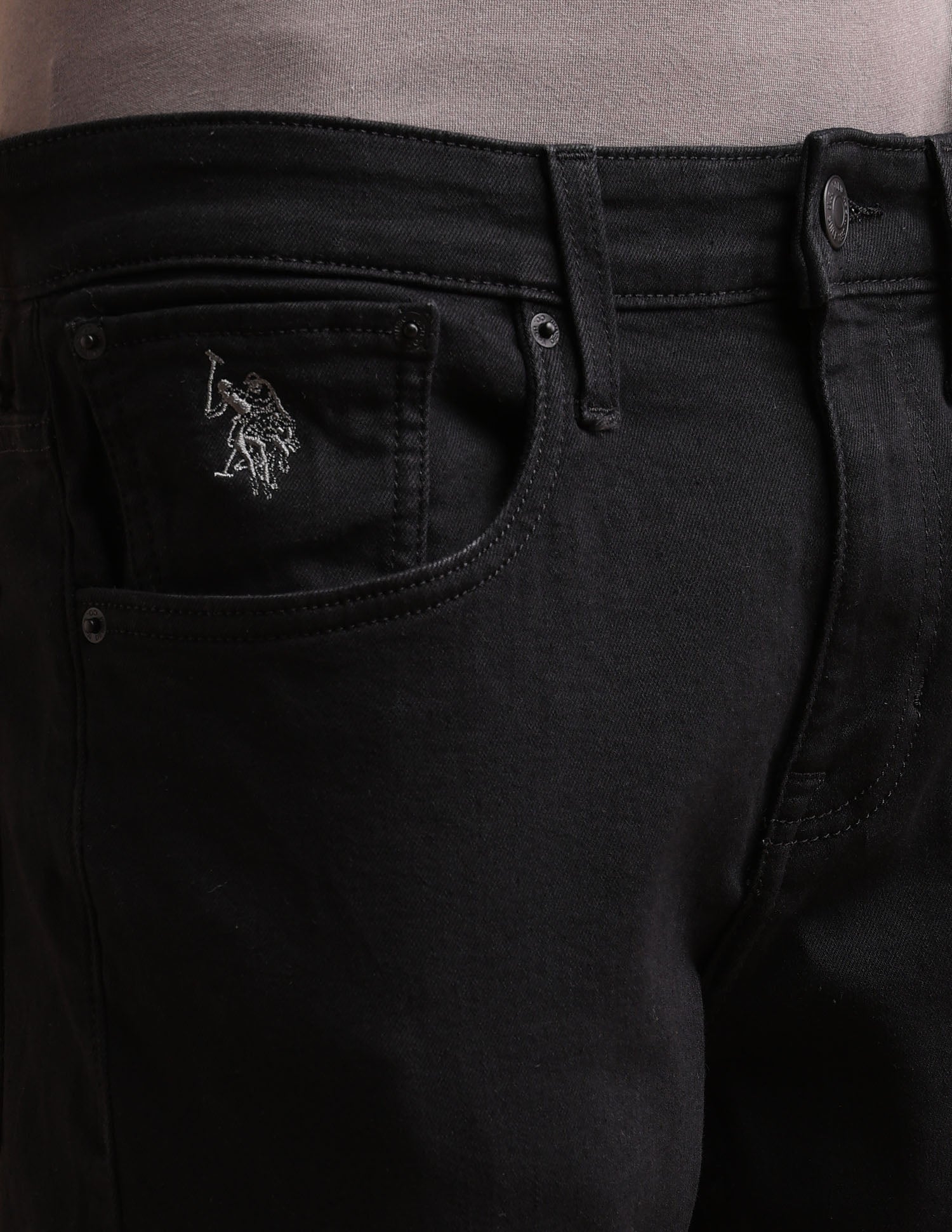 Henry Tapered Cropped Fit Black Jeans Black - U.S. POLO ASSN. | Large