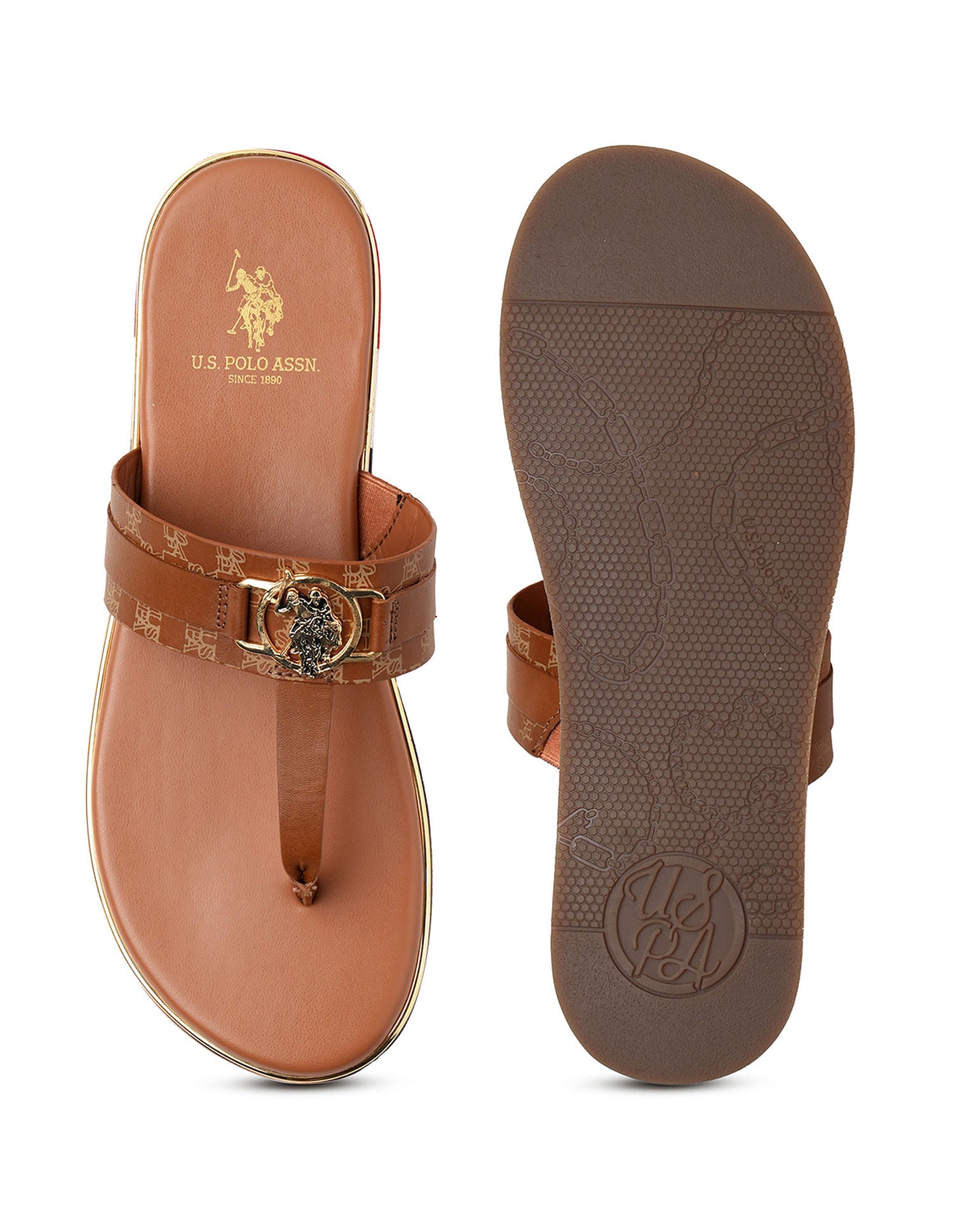 Women Abigail Flat Sandals Tan - U.S. POLO ASSN. | Large