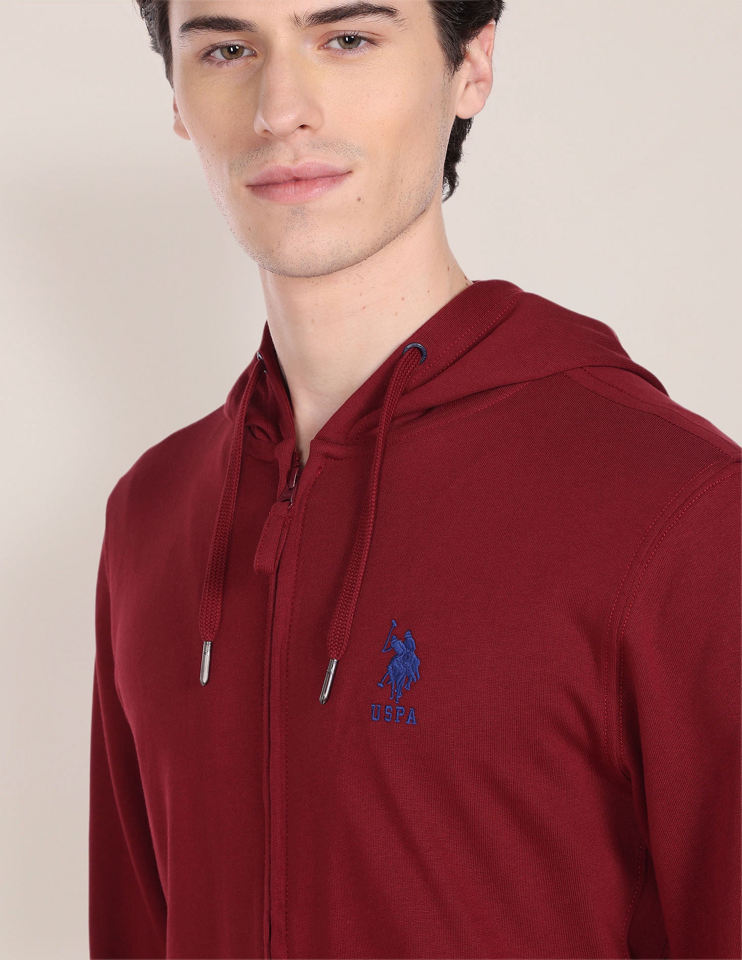 Solid Hooded Sweatshirt Dark Red - U.S. Polo Assn. India | Large