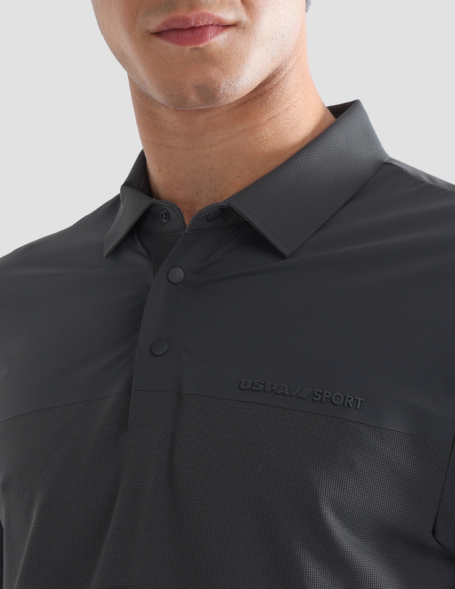 Solid Slim Fit Active Polo Shirt Dark Grey - U.S. Polo Assn. India | Large