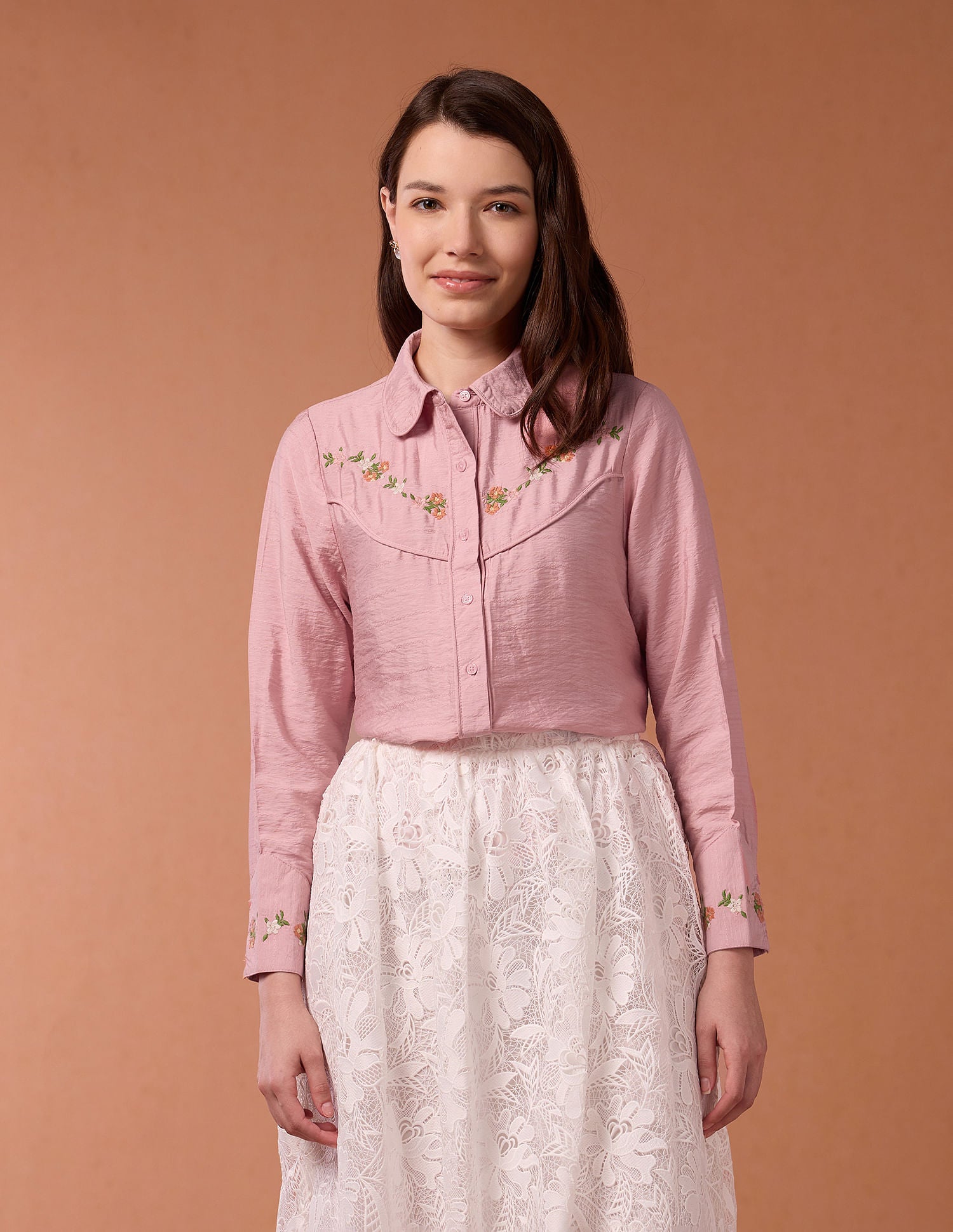 Embroidered Yoke Dobby Top Pink - U.S. Polo Assn. India | Large