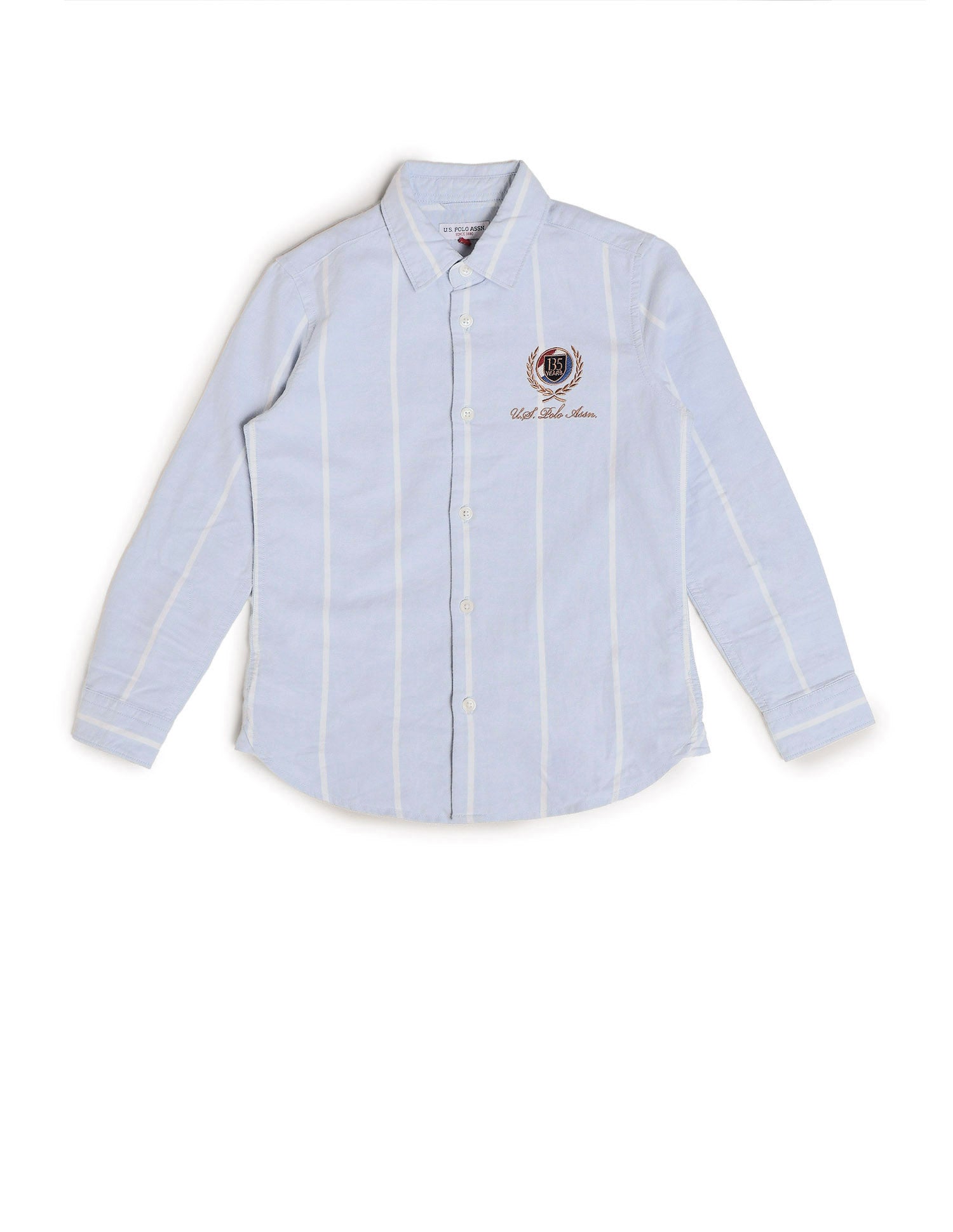 Boys Vertical Striped Oxford Shirt Blue - U.S. POLO ASSN. | Large