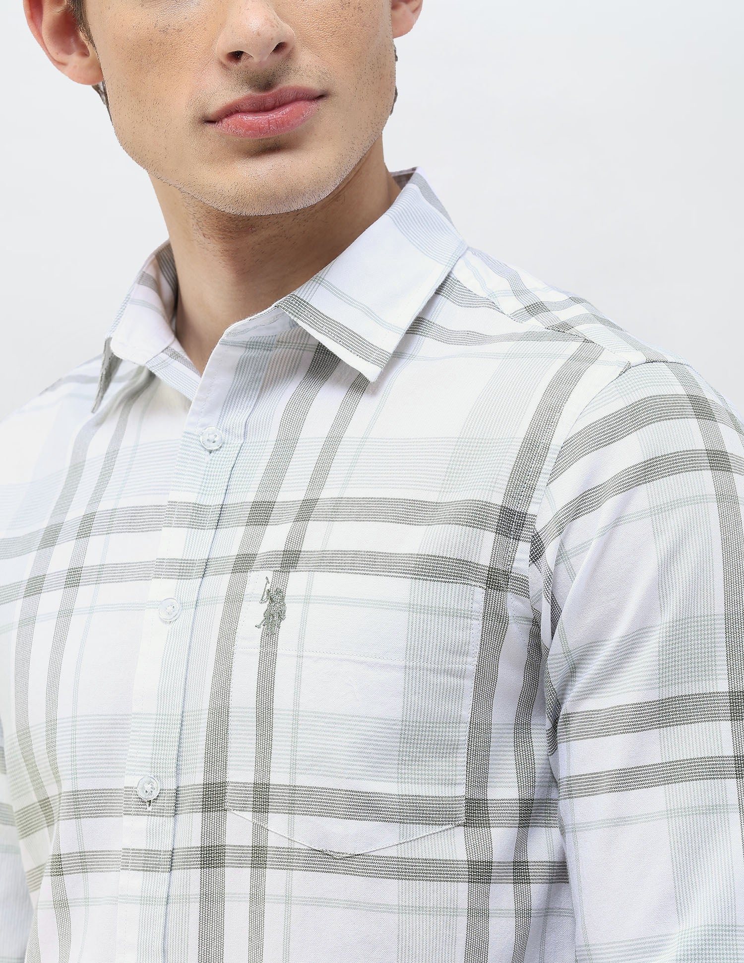 Grid Tattersall Checked Regular Fit Shirt Green - U.S. Polo Assn. India | Large