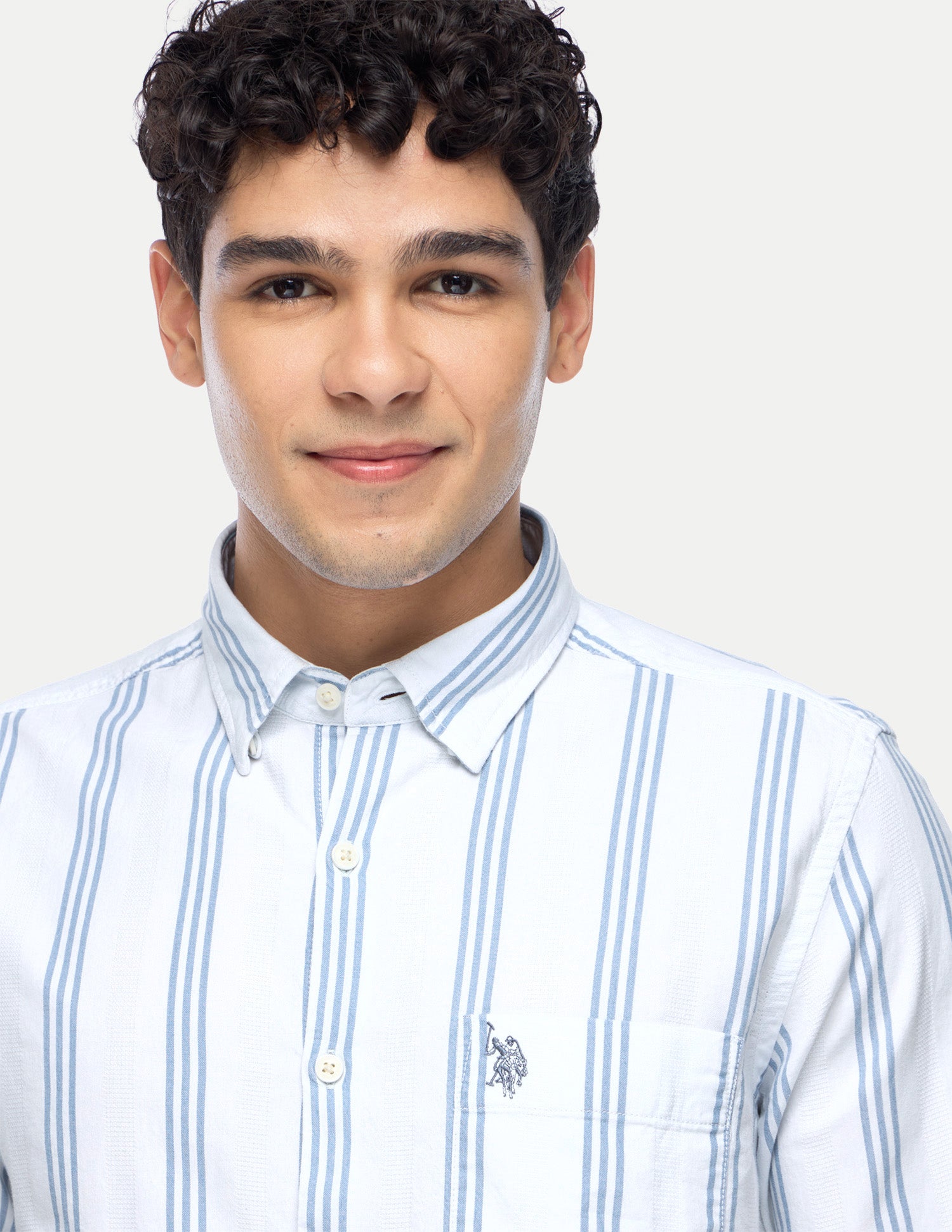 Vertical Striped Regular Fit Shirt Light Indigo - U.S. Polo Assn. India | Large