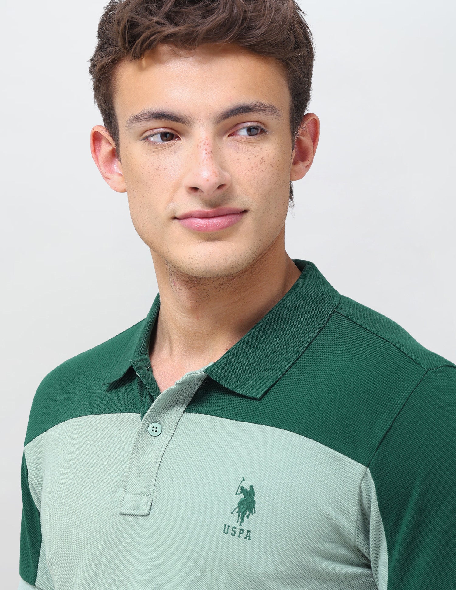 Colourblocked Regular Fit Polo Shirt Light Green - U.S. Polo Assn. India | Large