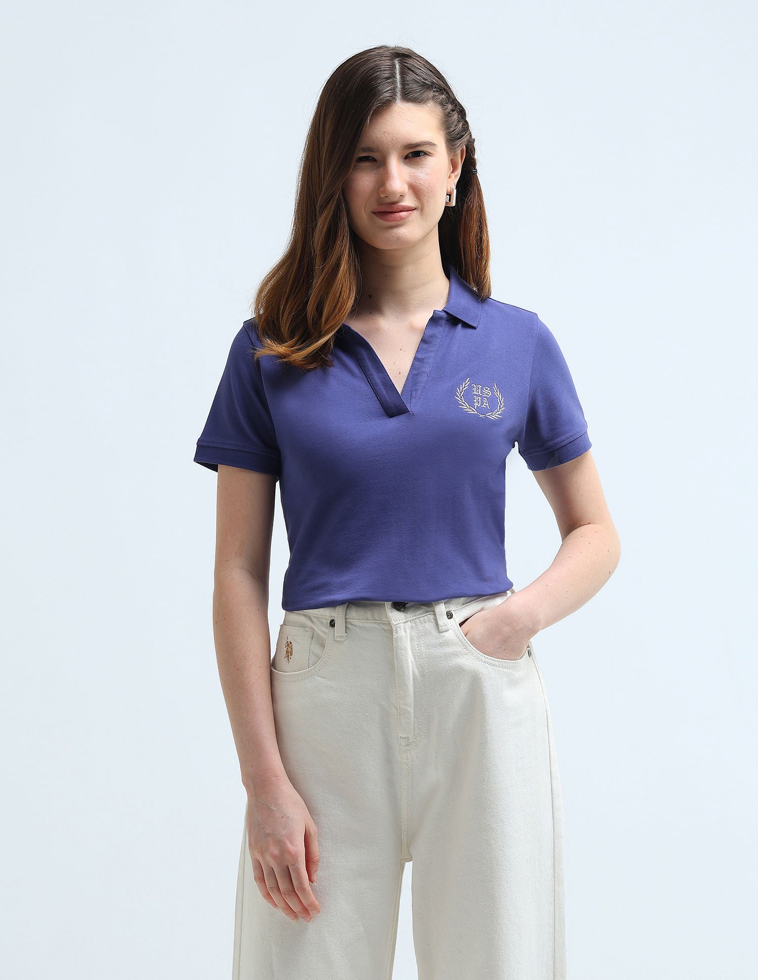 Lurex Branding Regular Polo Shirt Purple - U.S. POLO ASSN. | Large