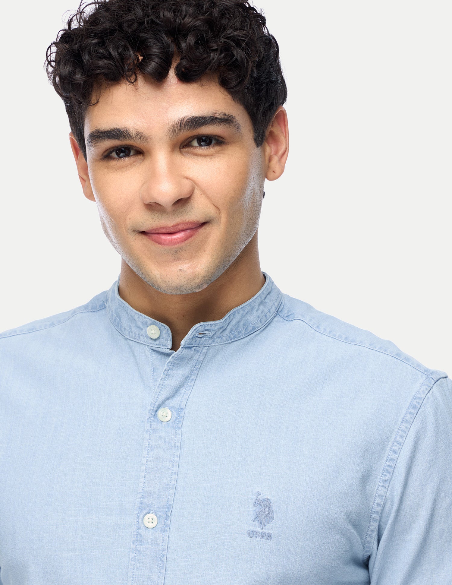 Solid Regular Fit Shirt Light Indigo - U.S. Polo Assn. India | Large