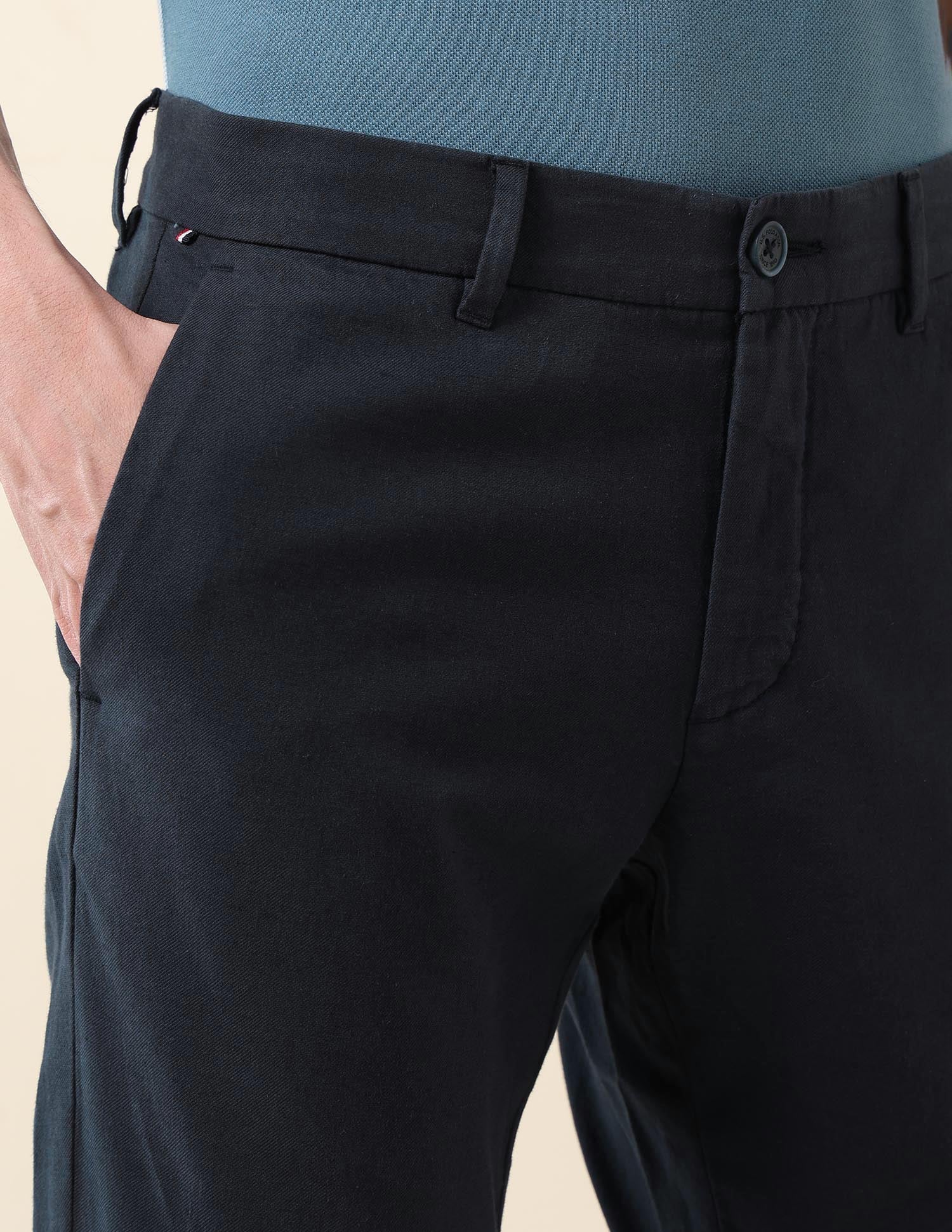 Denver Slim Fit Satin Trousers Navy - U.S. POLO ASSN. | Large