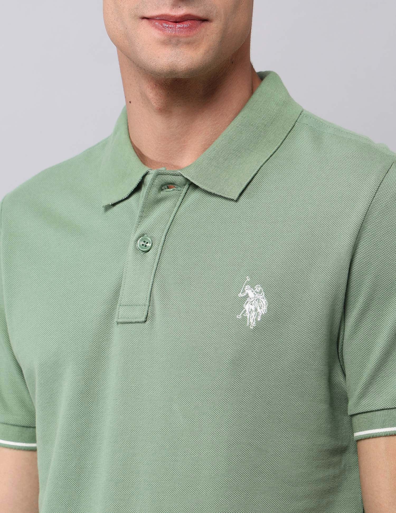 Muscle Fit Pure Cotton Polo Shirt Light Green - U.S. Polo Assn. India | Large