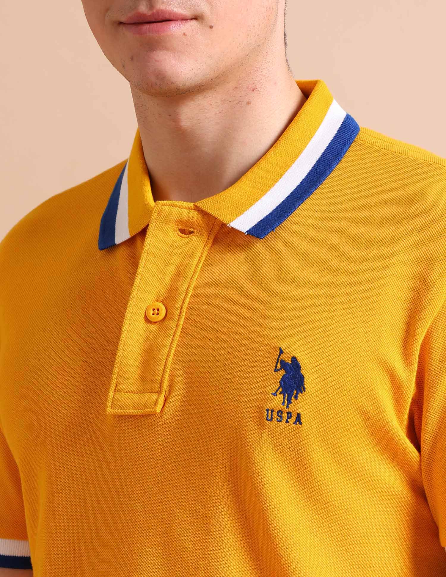 Heritage Tipped Polo Shirt Mustard - U.S. POLO ASSN. | Large