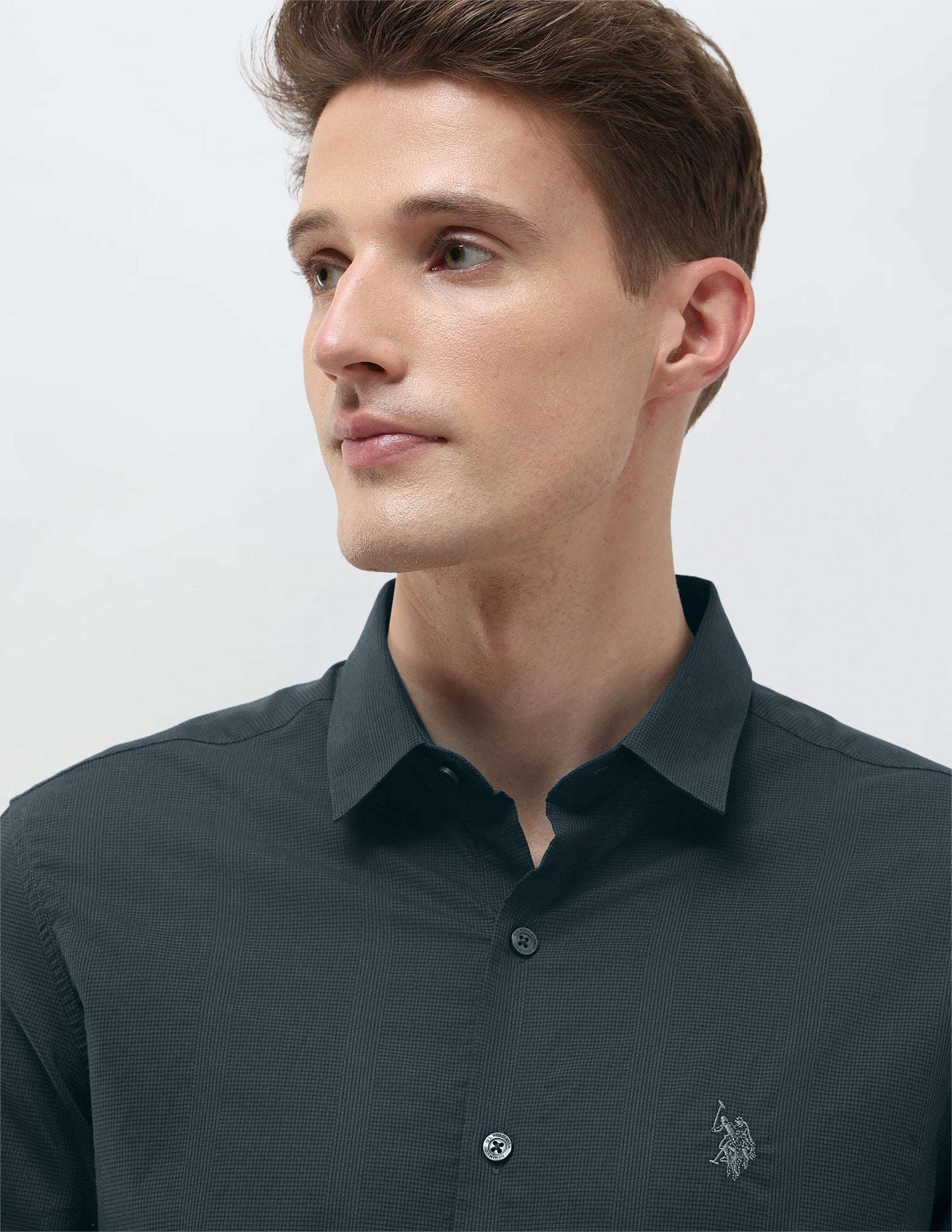 Micro Checked Black & Gold Shirt Teal - U.S. Polo Assn. India | Large