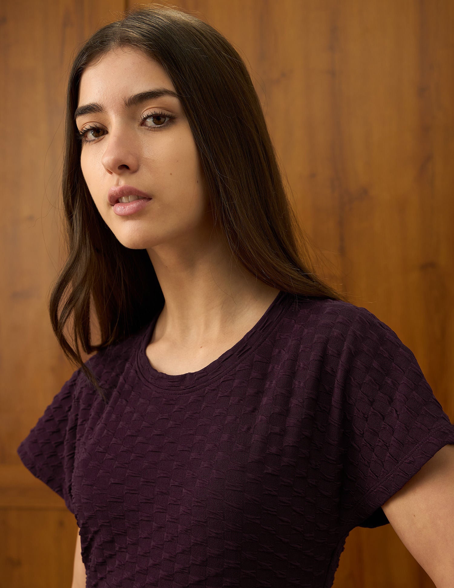 Textured Midi Shift Dress Plum - U.S. Polo Assn. India | Large