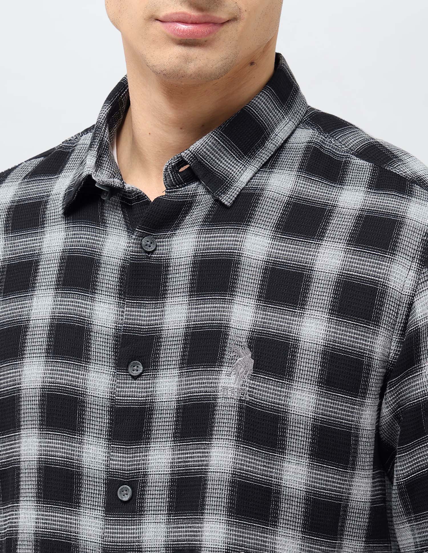 Tartan Checked Monochrome Shirt Black - U.S. POLO ASSN. | Large