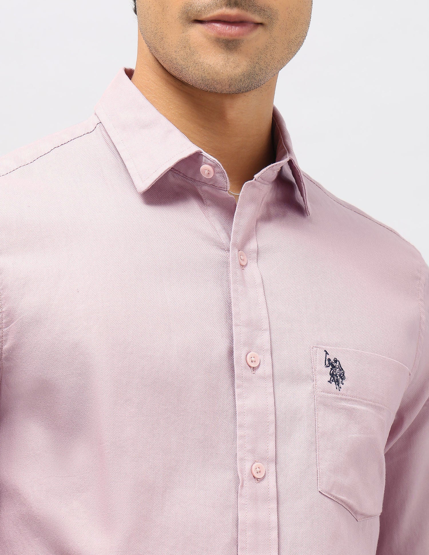 Dobby Tailored Fit Shirt Pink - U.S. Polo Assn. India | Large