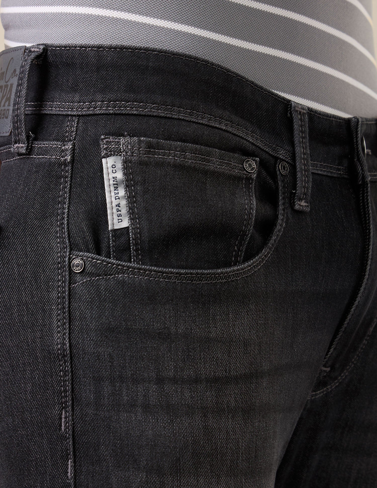Henry Tapered Fit Black Jeans Black - U.S. Polo Assn. India | Large