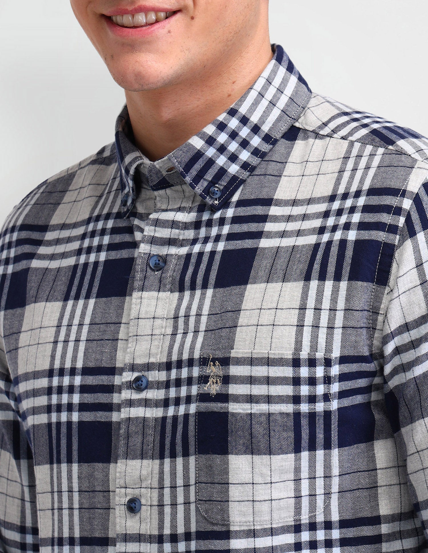 Tartan Checked Corduroy Shirt Blue - U.S. Polo Assn. India | Large
