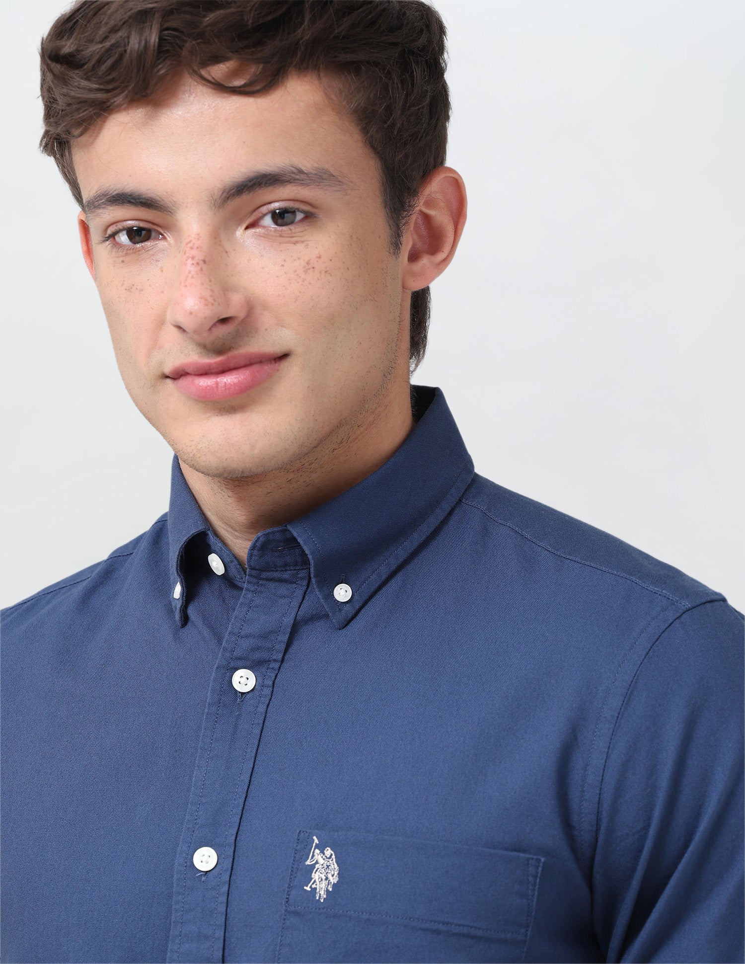 Tailored Fit Oxford Button Down Shirt Blue - U.S. Polo Assn. India | Large