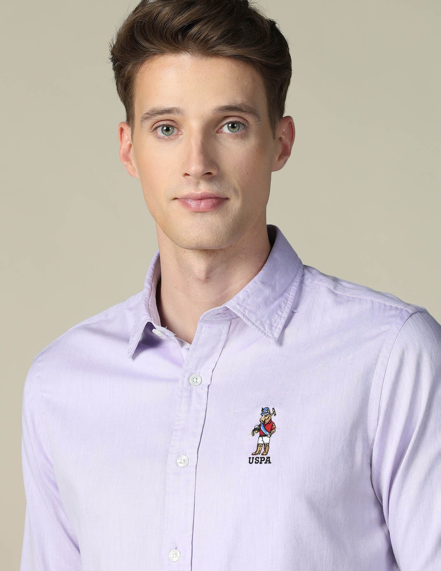 Tailored Fit Twill Shirt Lavender - U.S. POLO ASSN. | Large