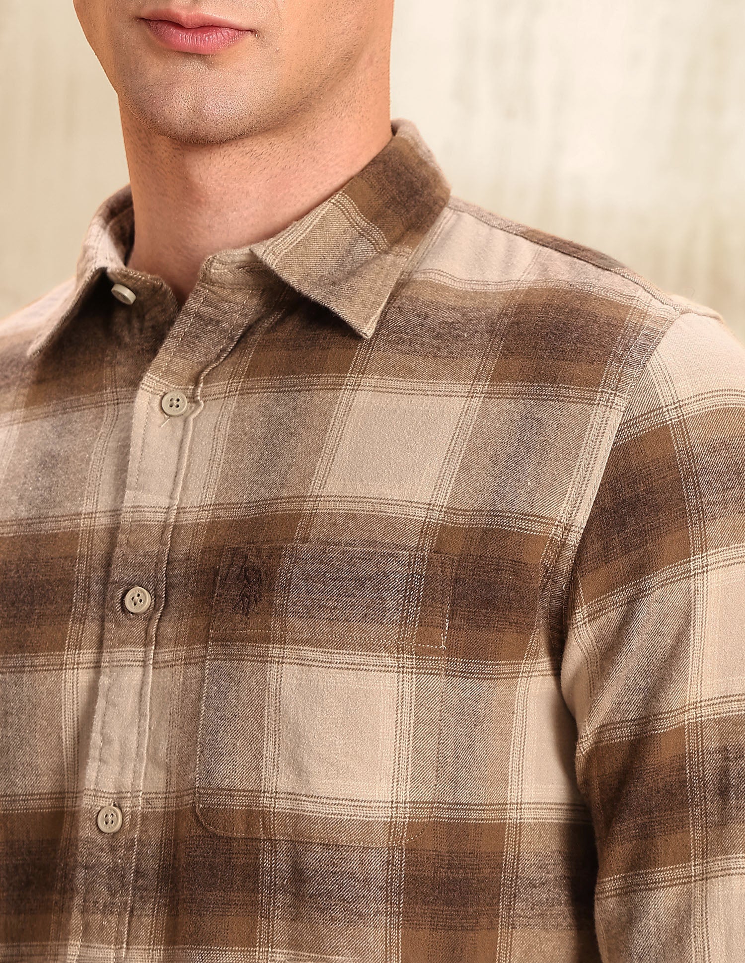 Twill Regular Fit Shirt Khaki - U.S. POLO ASSN. | Large