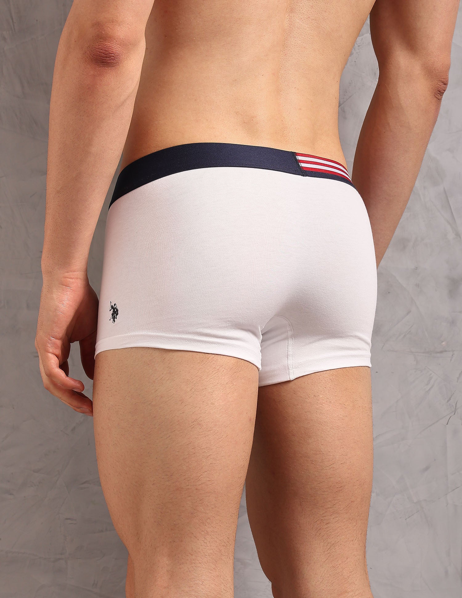 Striped Waistband OET19 Trunks - Pack Of 2 Uspa White and Chinon Green - U.S. Polo Assn. India | Large