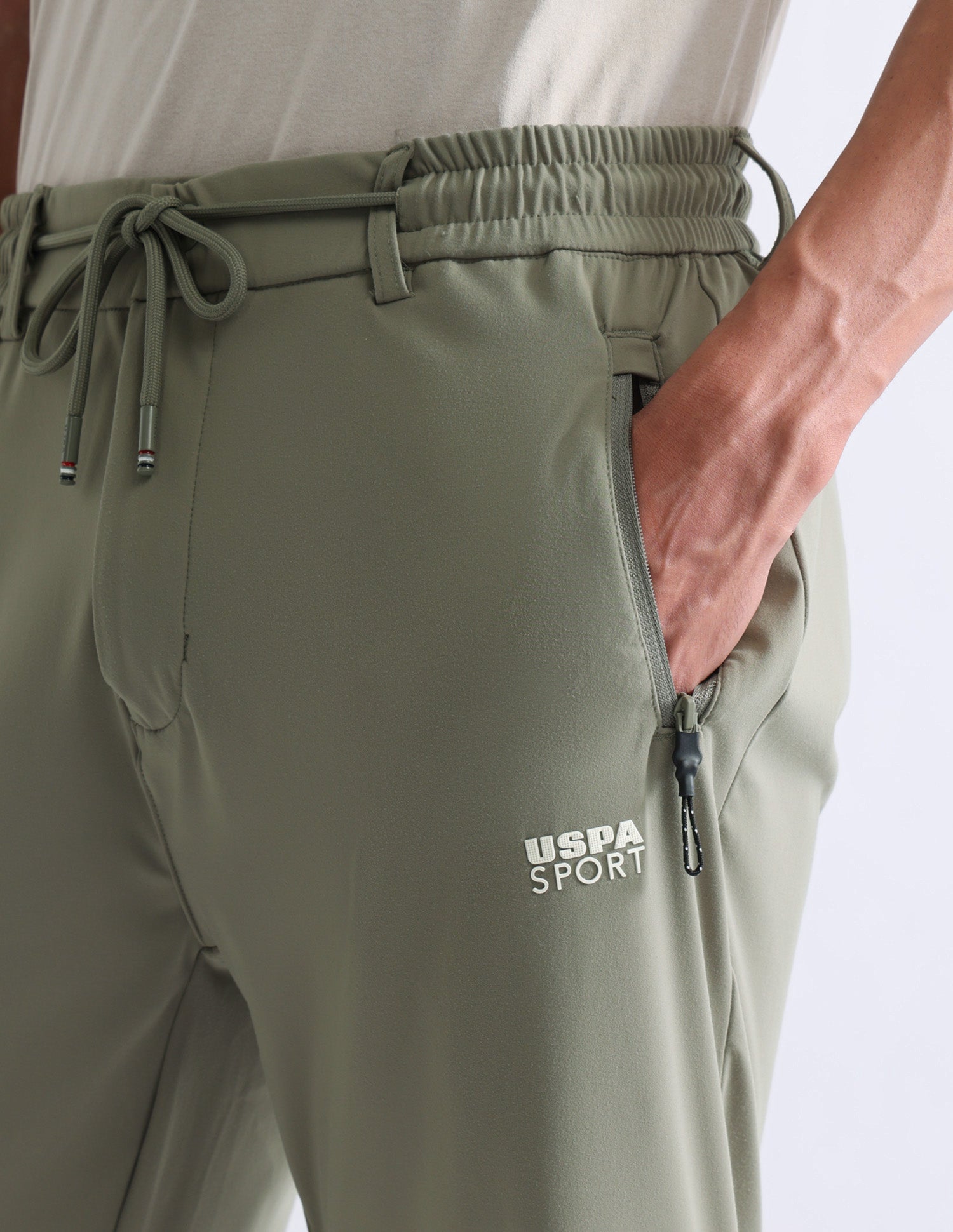 Solid Regular Fit Active Track Pants Light Olive - U.S. Polo Assn. India | Large