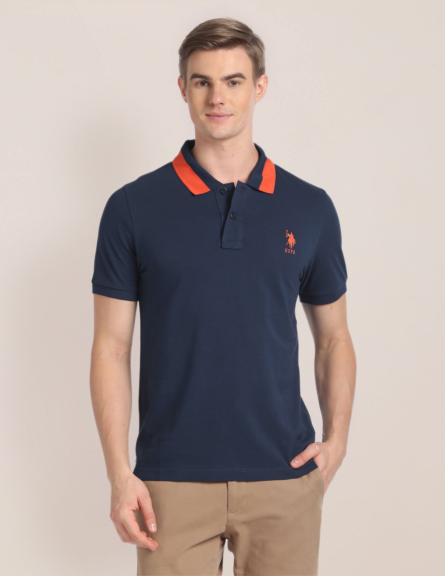 Solid Solid Polo Shirt Navy - U.S. Polo Assn. India | Large