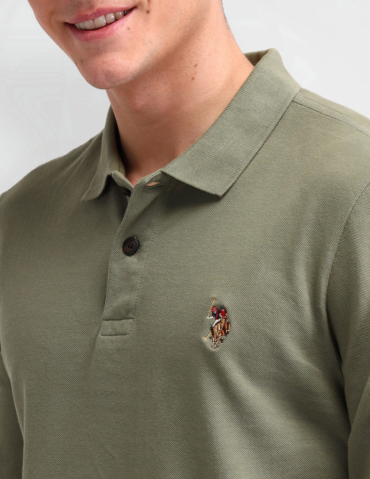 Solid Muscle Fit Polo Shirt Olive - U.S. Polo Assn. India | Large