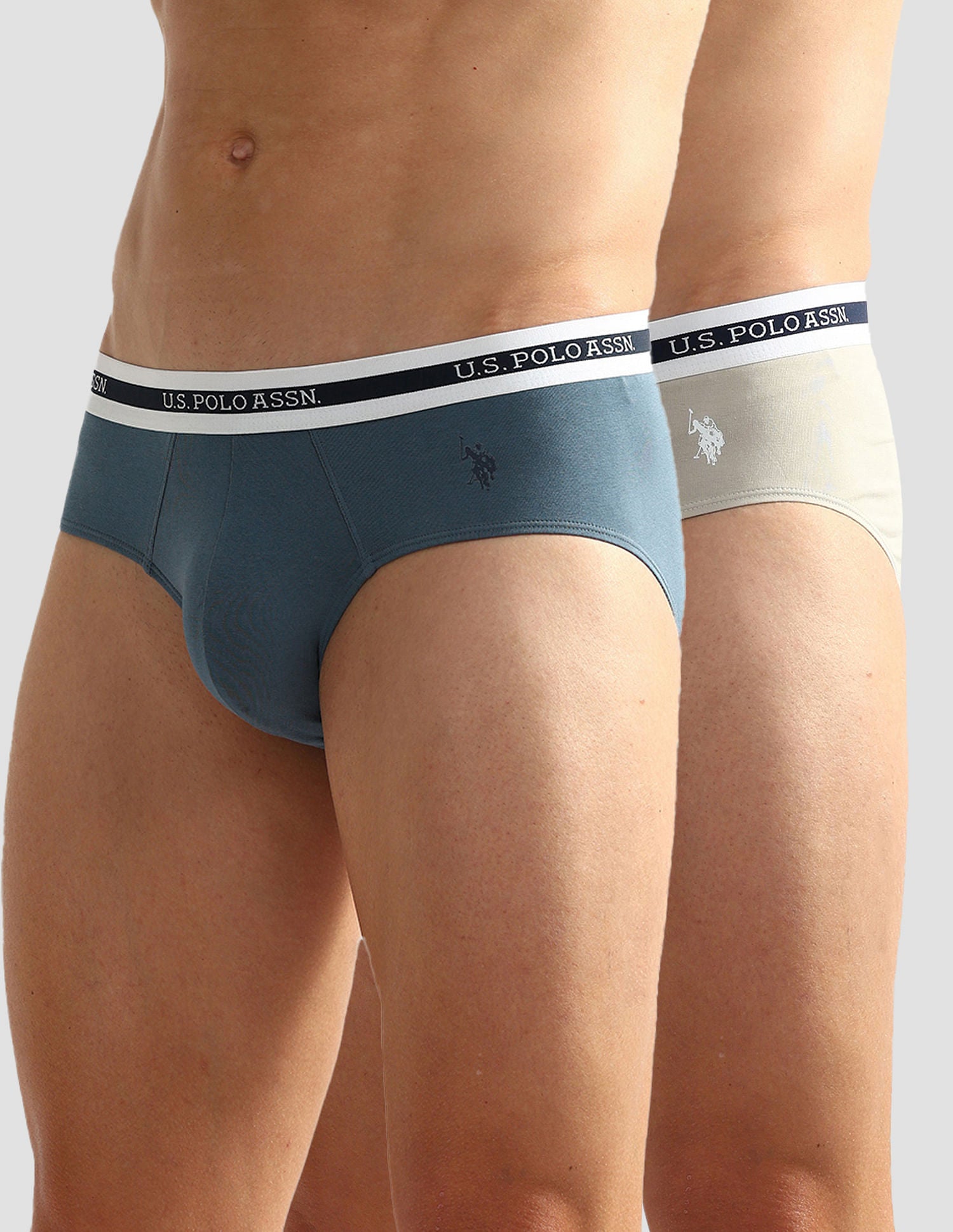 Elasticized Waist OEB09 Briefs - Pack Of 2 Fog Grey and Teal Grey - U.S. POLO ASSN. | Large