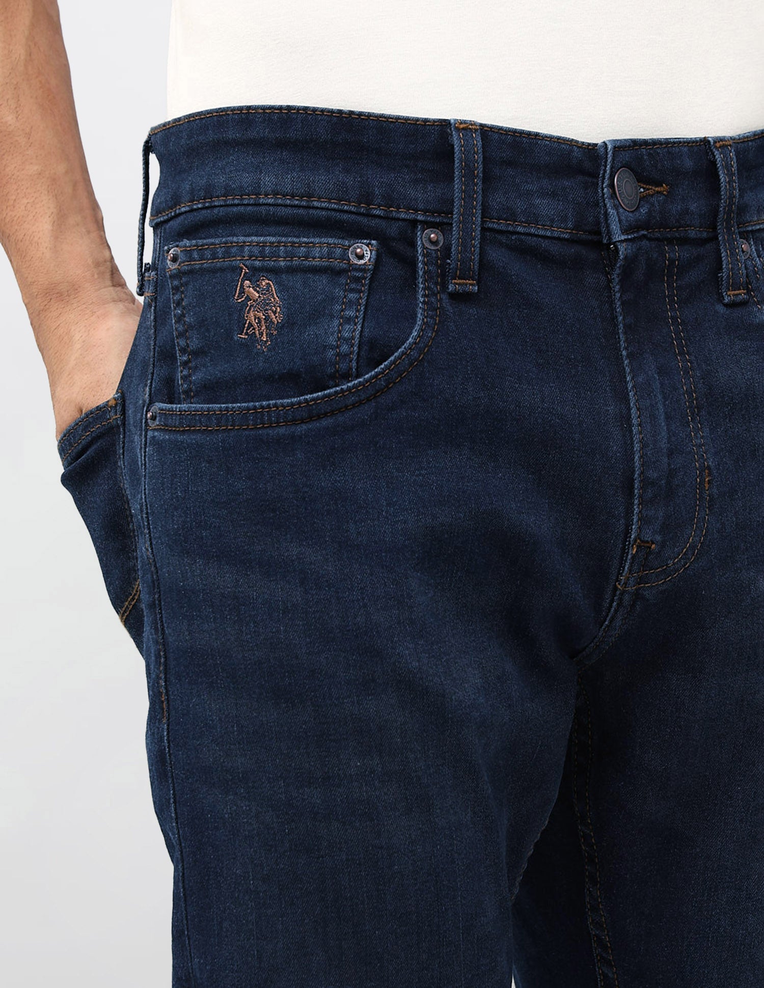 Henry Tapered Fit Blue Jeans Med Blue - U.S. POLO ASSN. | Large