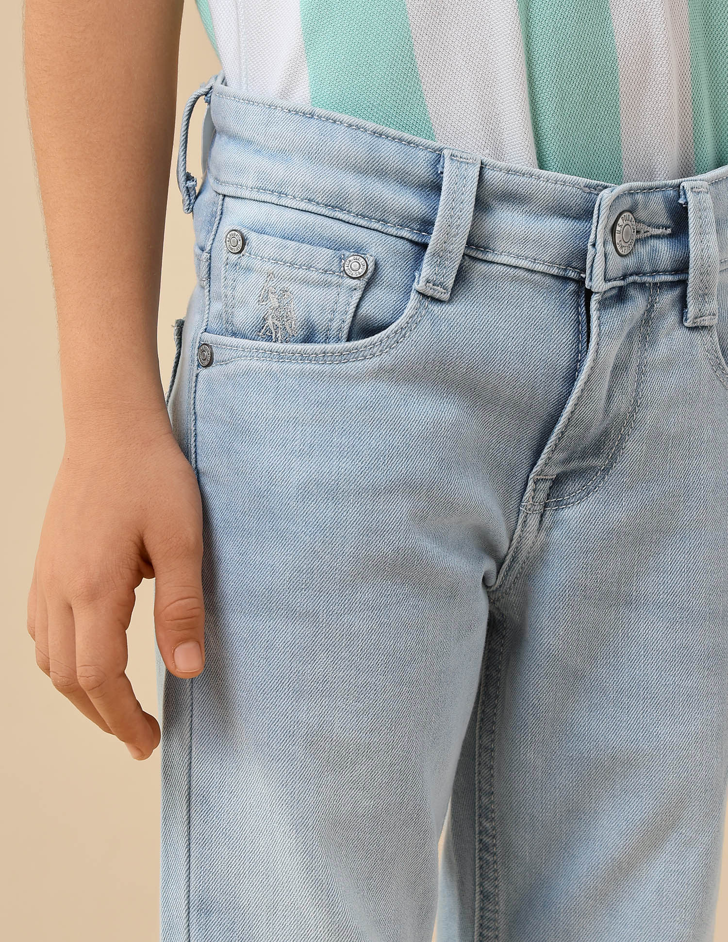 Boys Slim Fit Stone Washed Jeans Light Wash - U.S. POLO ASSN. | Large