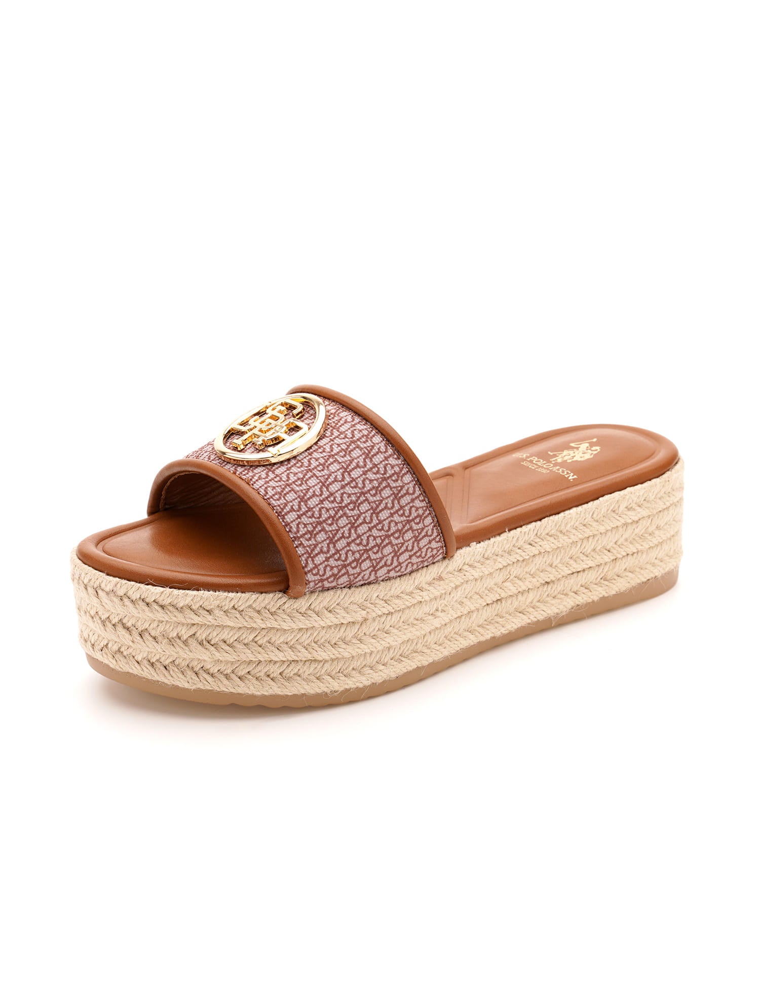Cristina Tan Monogram Print Wedges Tan - U.S. Polo Assn. India | Large