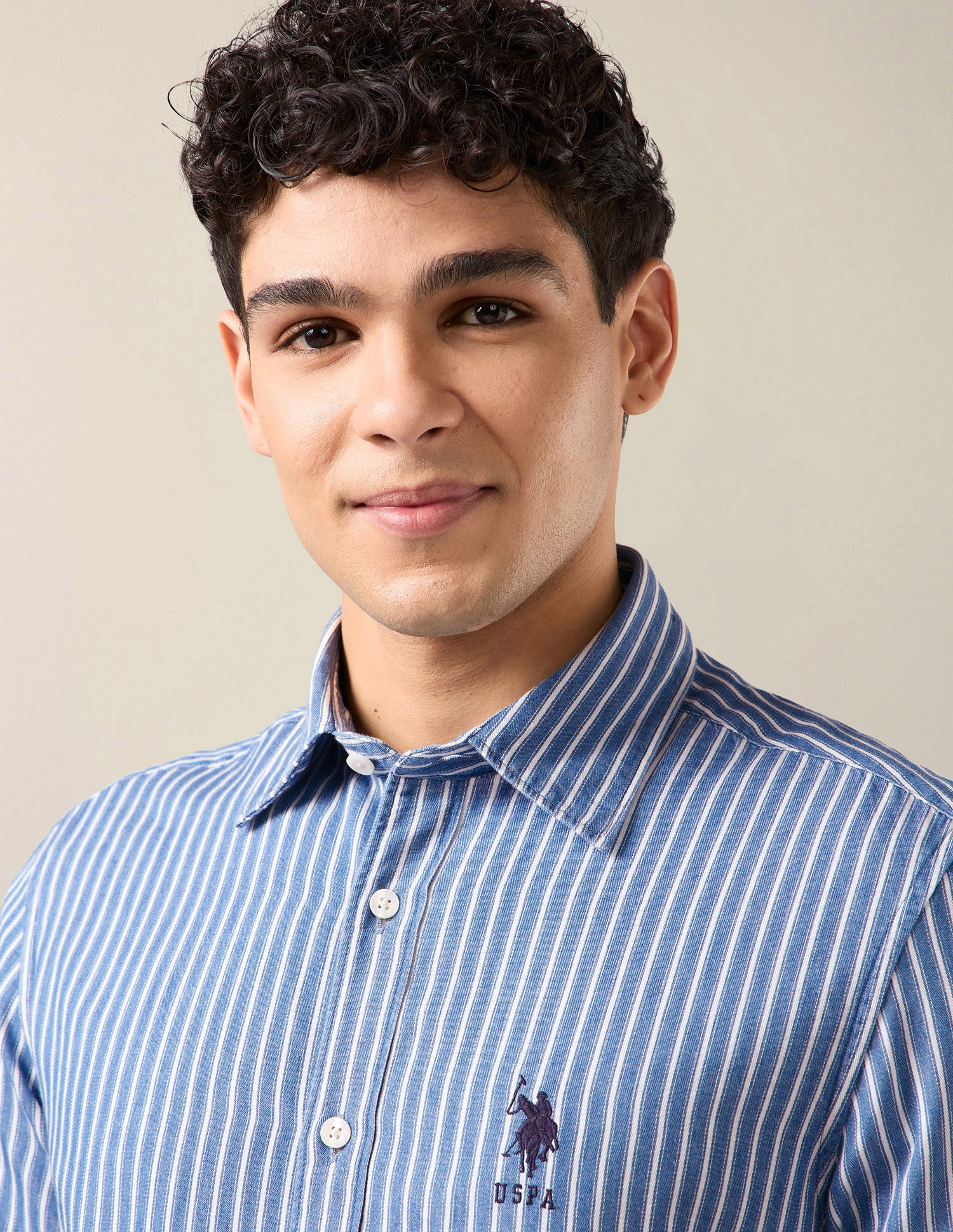 Vertical Striped Twill Shirt Light Indigo - U.S. Polo Assn. India | Large