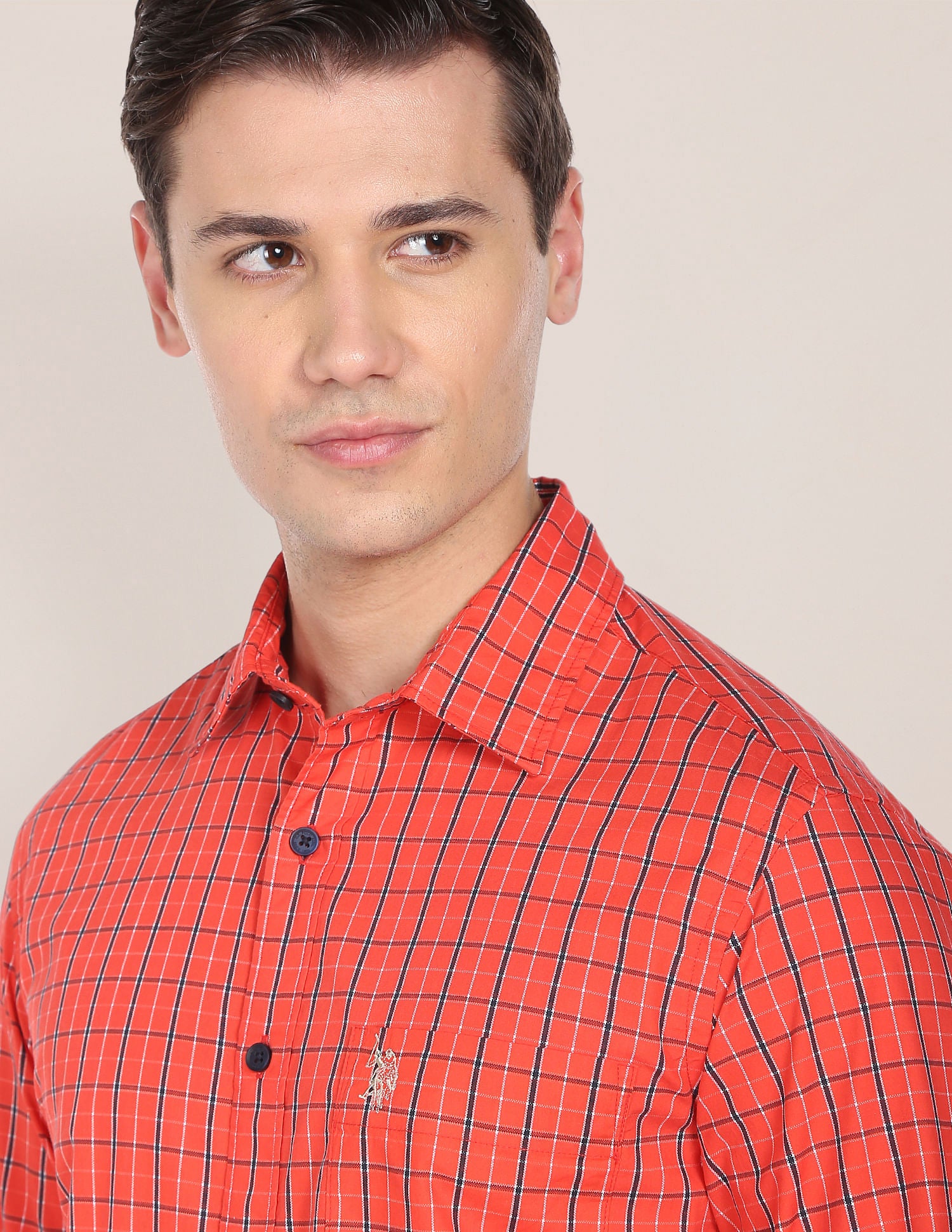 Grid Oxford Shirt Red - U.S. POLO ASSN. | Large