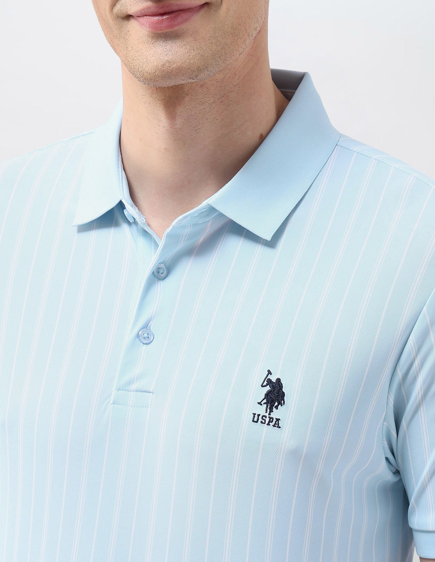 Vertical Striped Regular Fit Polo Shirt Light Blue - U.S. Polo Assn. India | Large