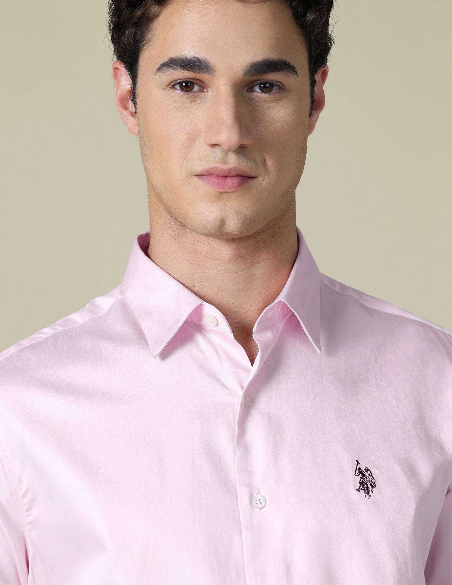 Solid Satin Shirt Light Pink - U.S. Polo Assn. India | Large