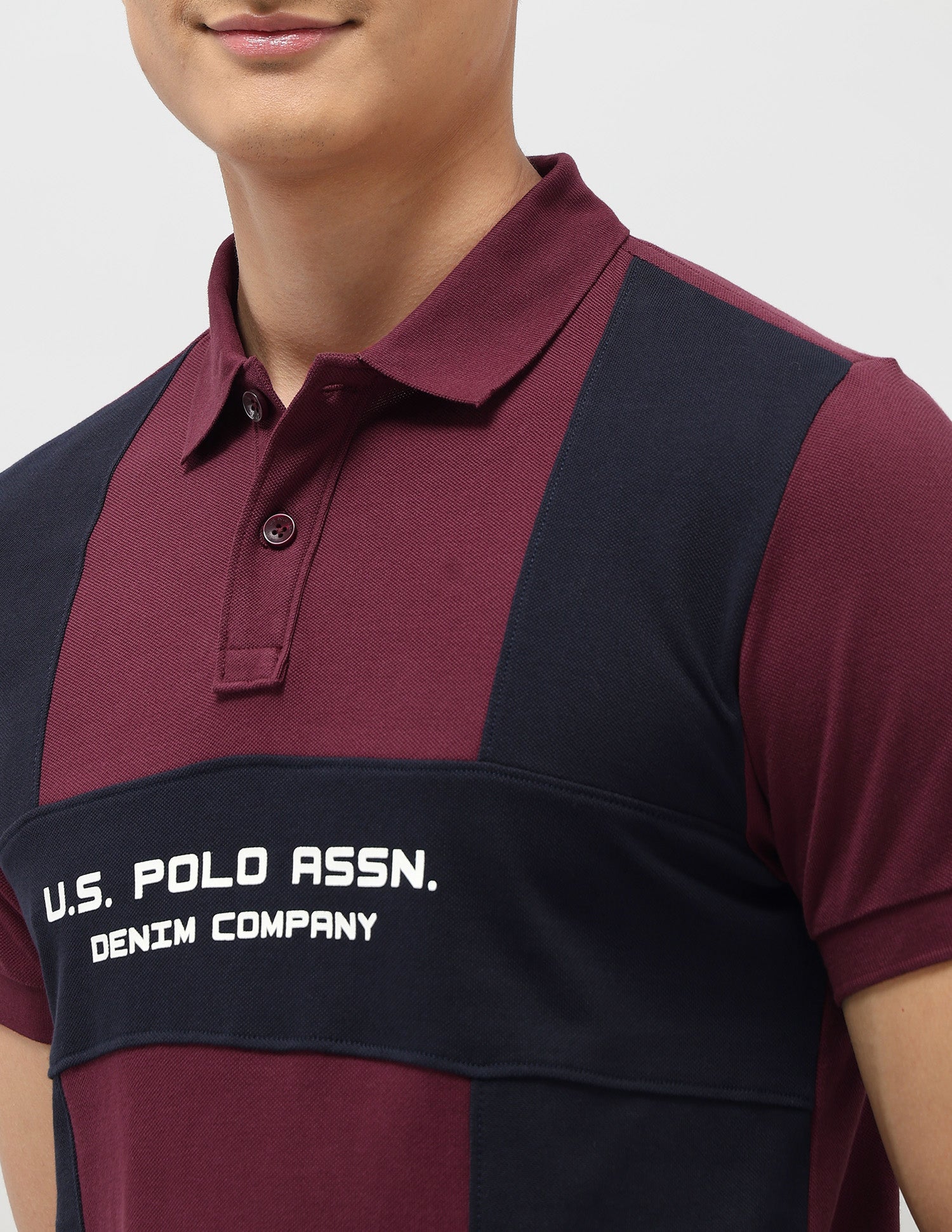 Colourblocked Pure Cotton Polo Shirt Maroon - U.S. Polo Assn. India | Large