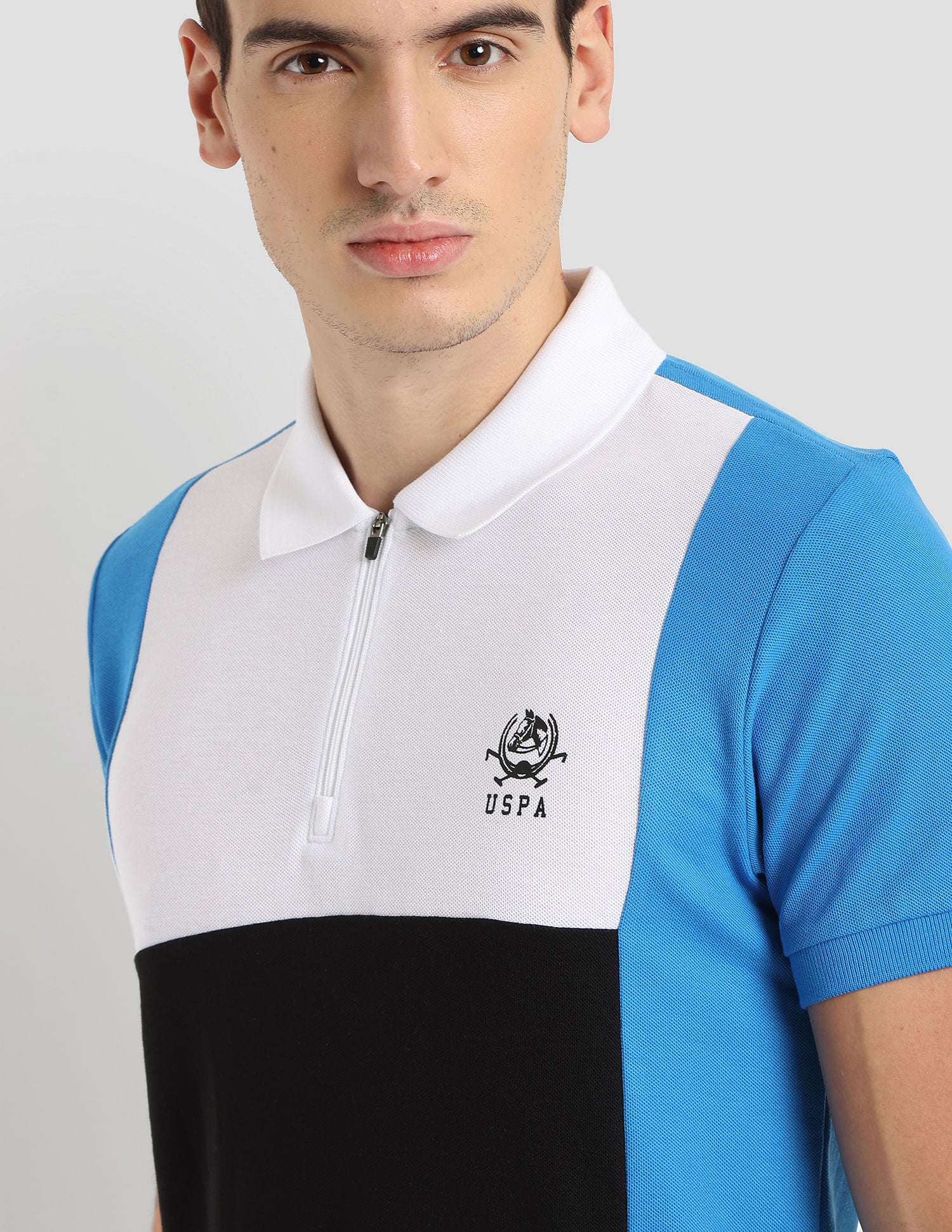 Panelled Sport Polo Shirt Blue - U.S. Polo Assn. India | Large