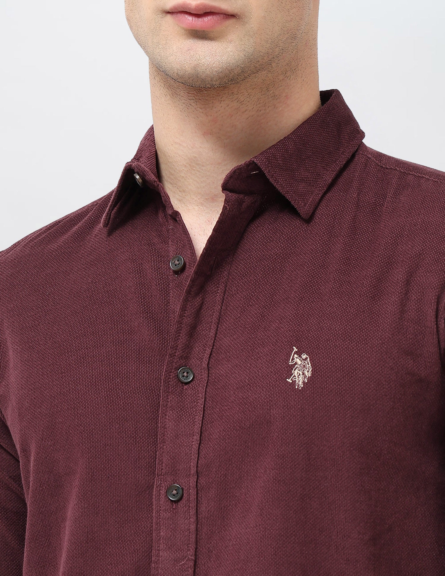 Corduroy Regular Fit Shirt Maroon - U.S. POLO ASSN. | Large