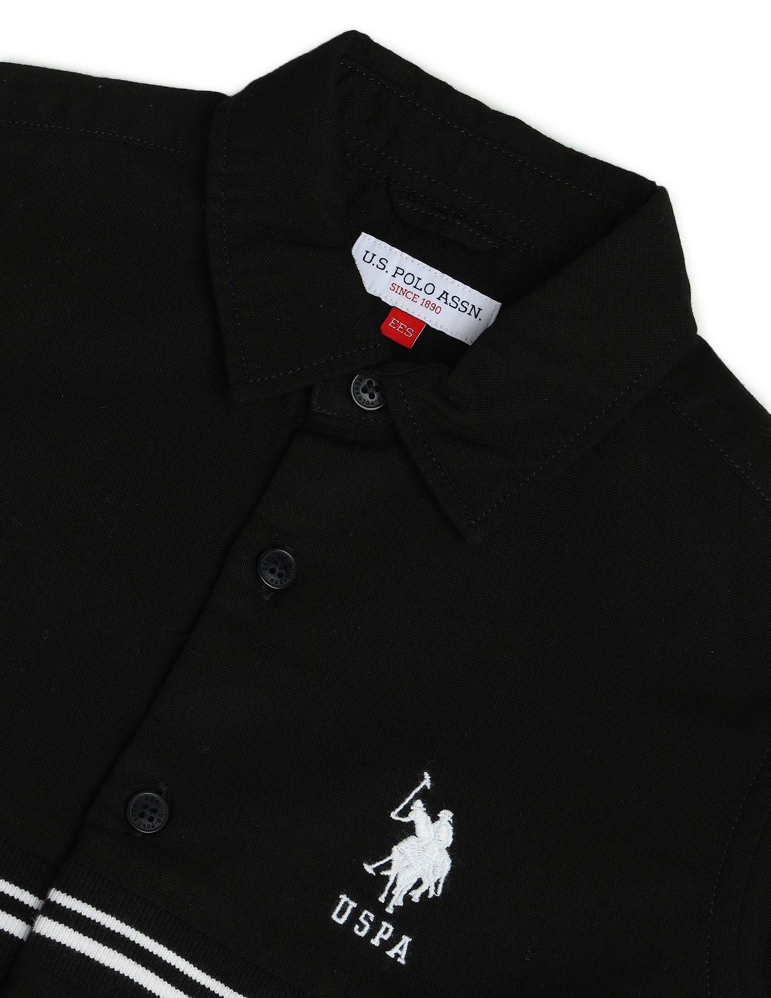 Boys Brand Stripe Cotton Shirt Black - U.S. POLO ASSN. | Large